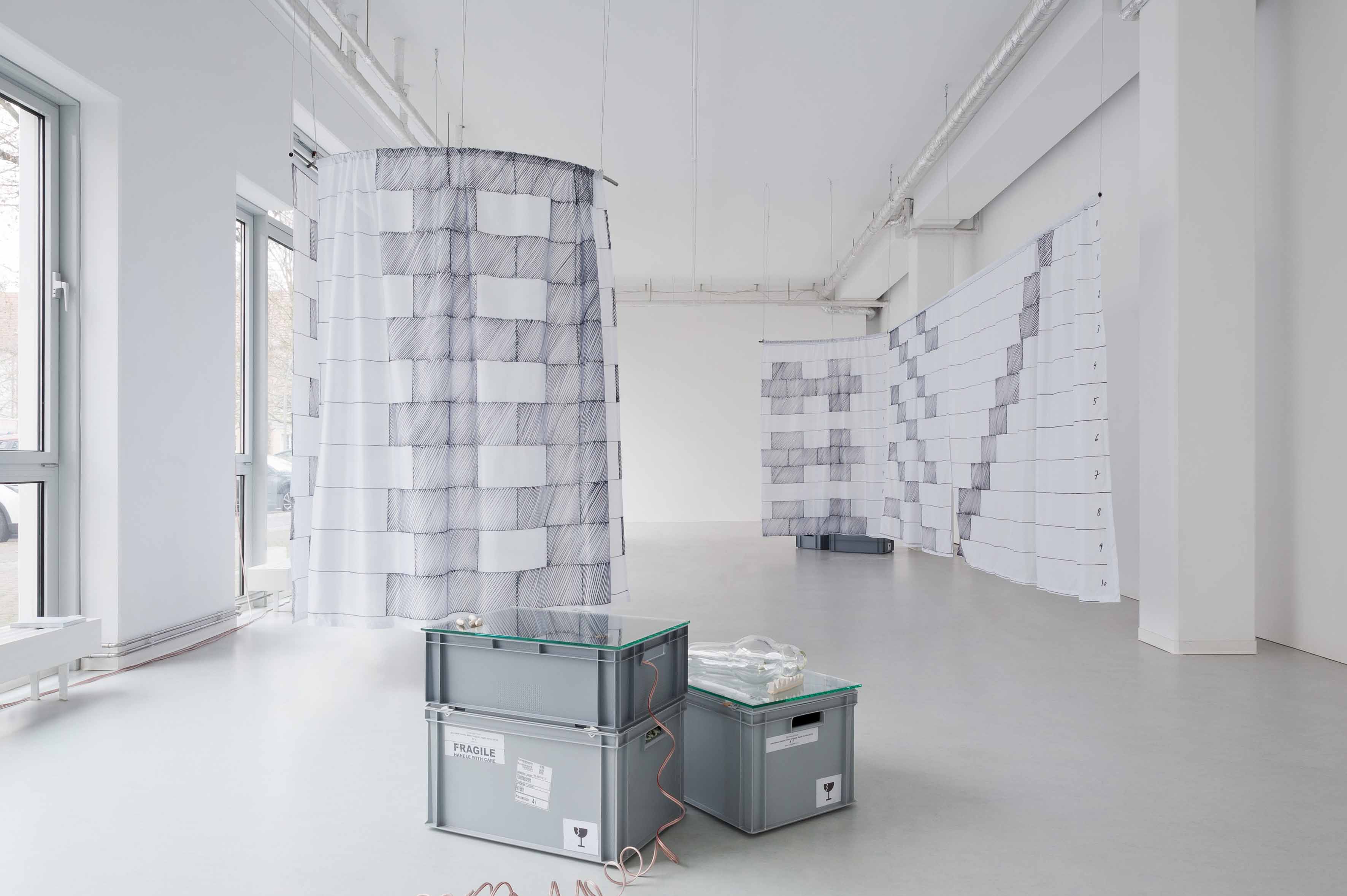 TO WANT THE WORLD IN A GLASS HAT by BETHAN HUGHES and DOMINIQUE HURTH at NEUN KELCHE [from 20241214 to 20250302] [Photo: Dorothea Dittrich, VG Bildkunst 2024]