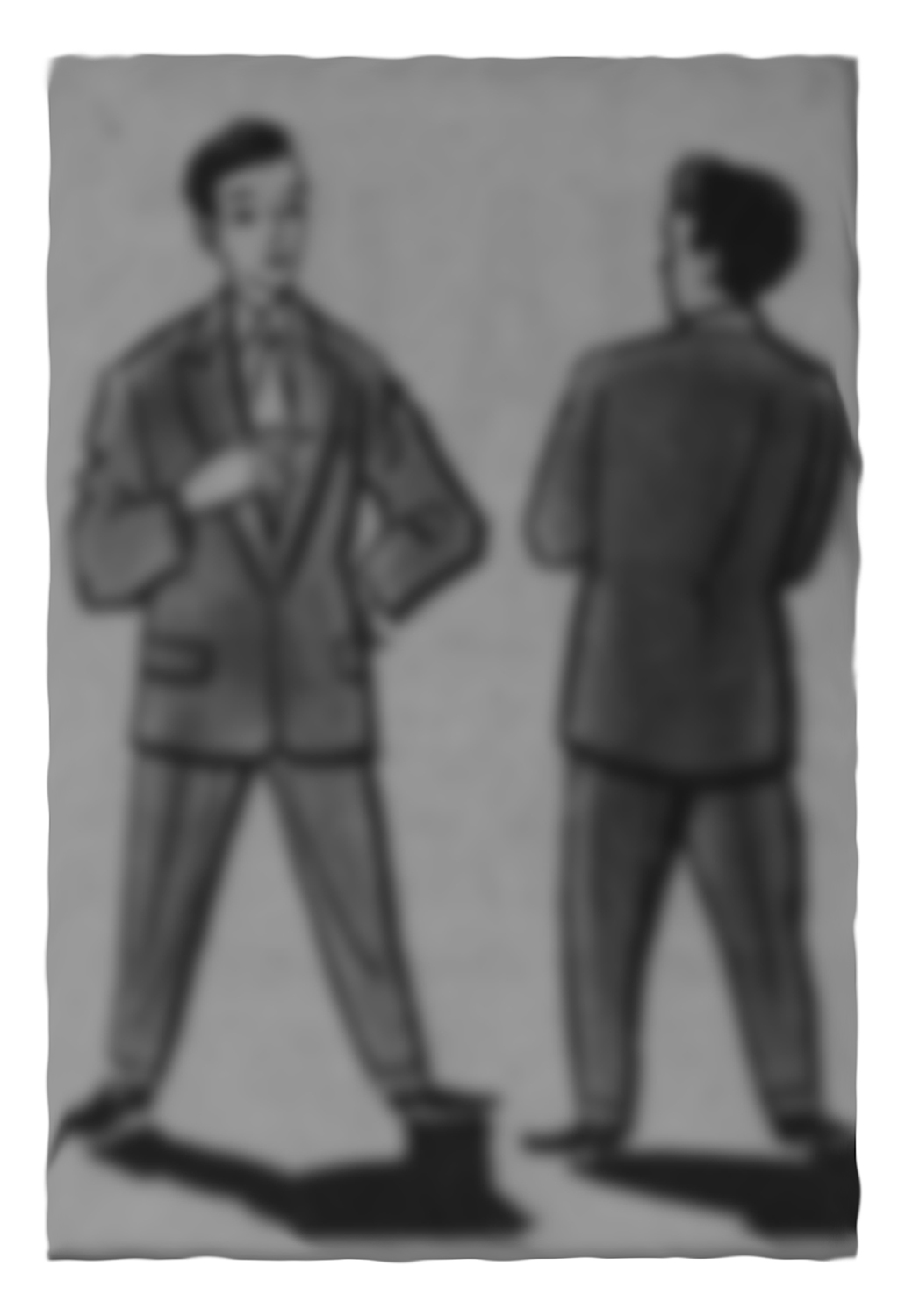 Negociaciones II, 2005,  Watercolor and charcoal 4" x9"