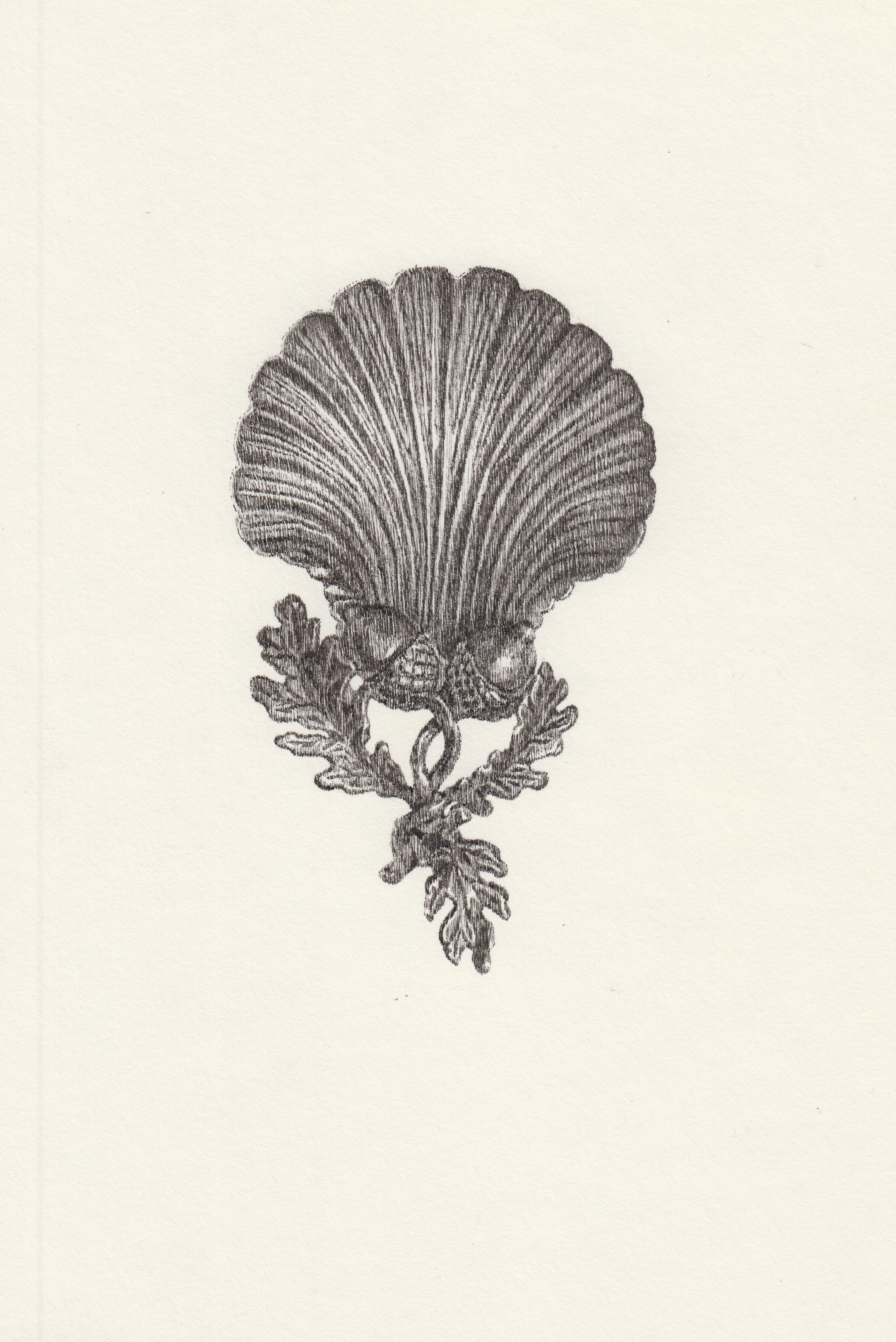 7. Posacere in ottone a forma di conchiglia e ghiande | Brass ashtray in the shape of a seashell with acorns