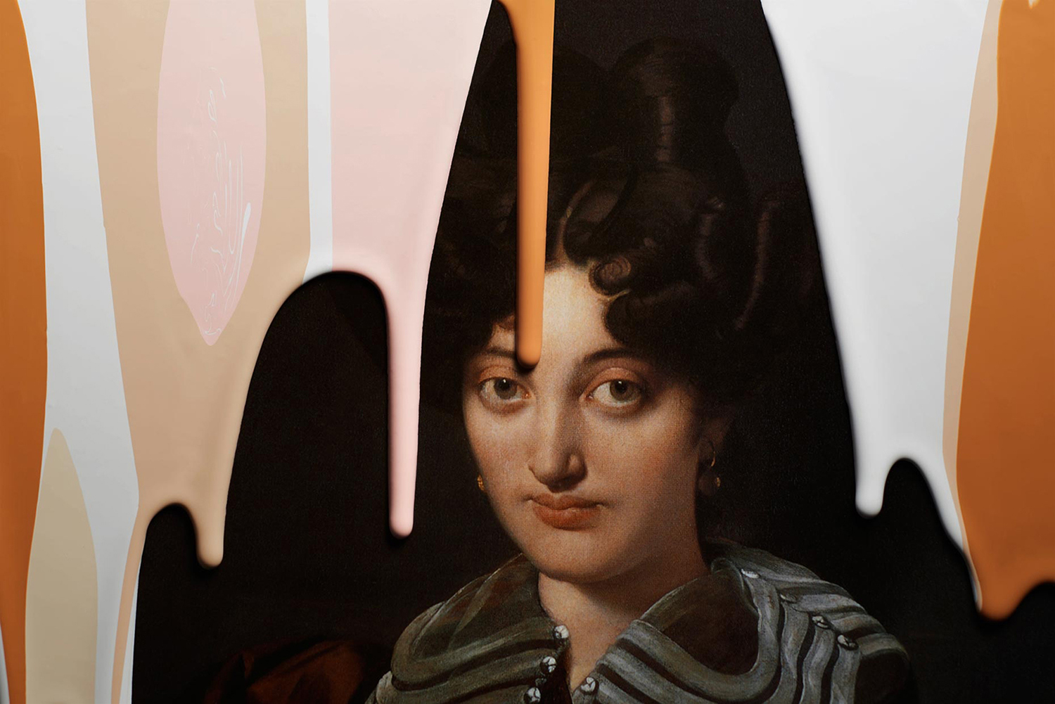 KMA stylist Sara Wacksman designs set for conceptual photo of a woman with pink paint on her face or Pan & The Dream