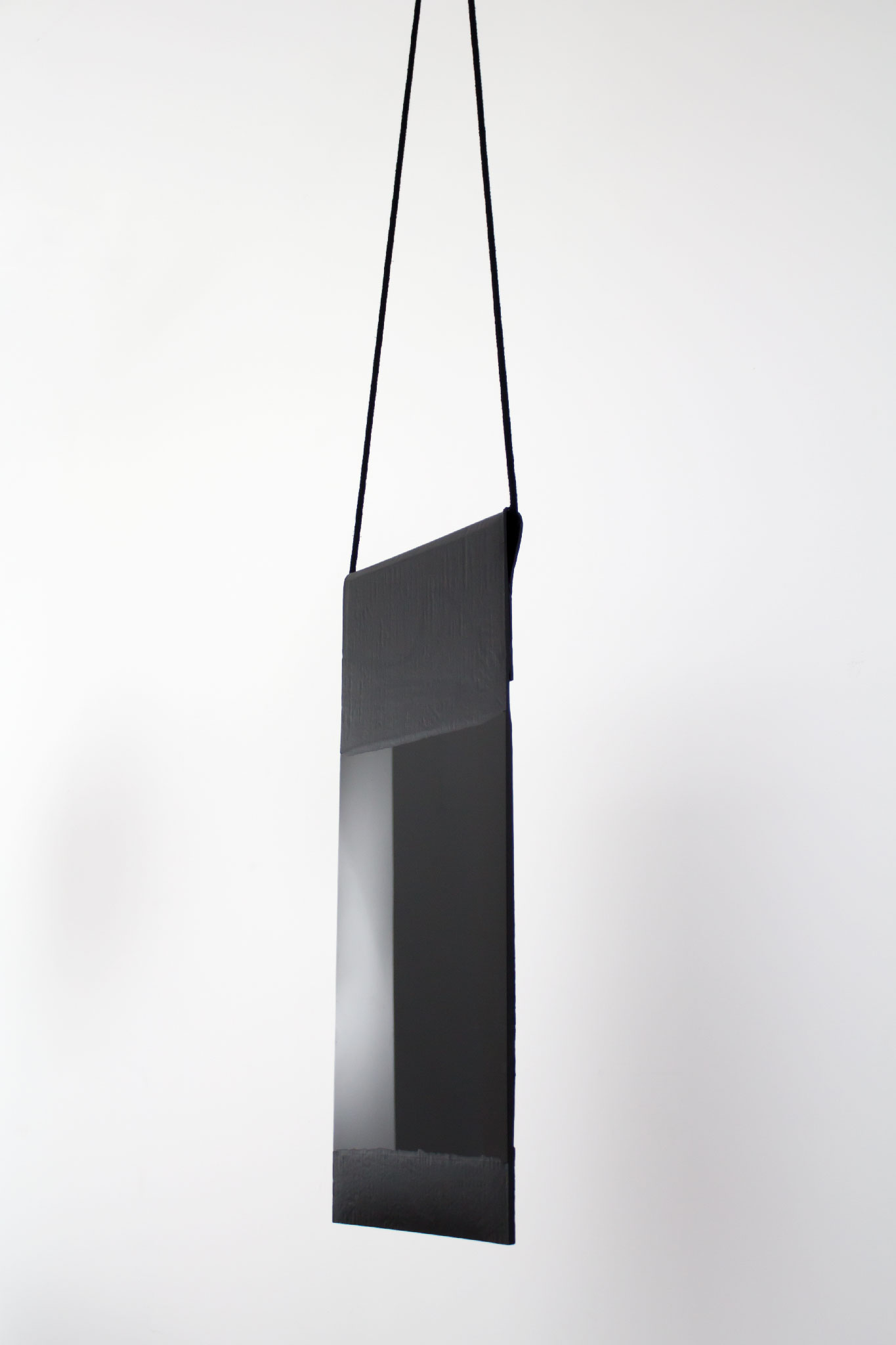 Forgotten Collection 1st Edition – Black Mirror IIBirch pitch, highly transparent glass, cotton rope79 x 28 x 2 cm