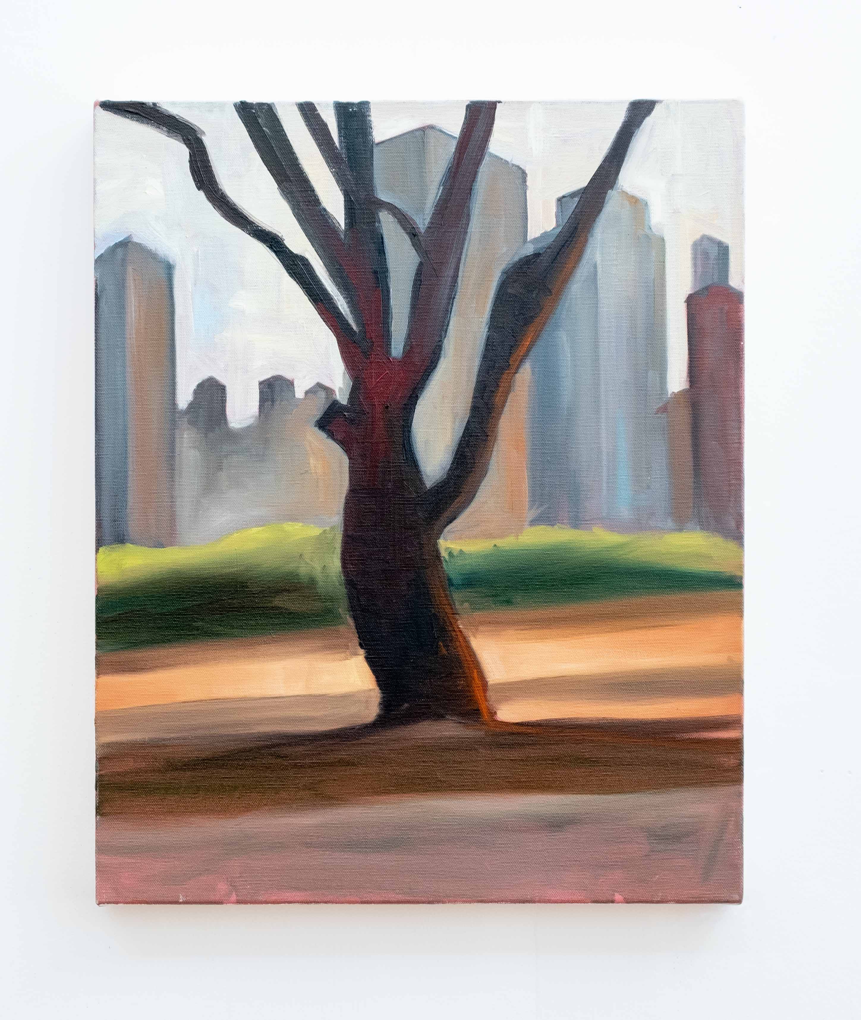 Bare tree, looking east, Central Park, oil on canvas, 20 x 16 inches, 2014