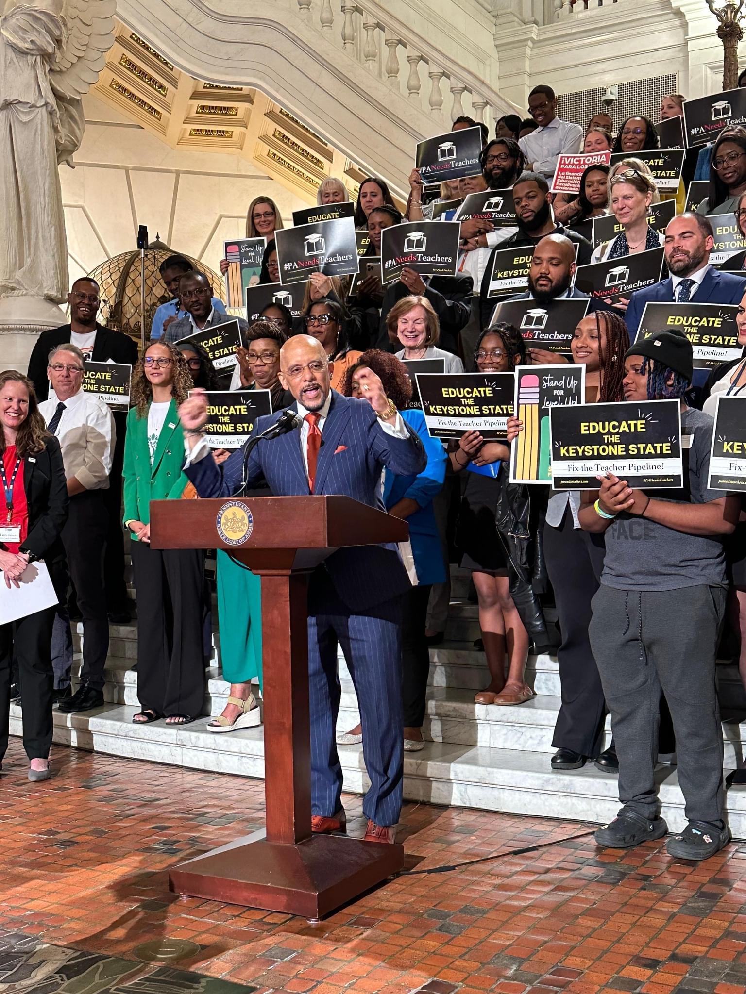 State Senator Vince Hughes speaking at a rally/press conference on  June 6, 2023.