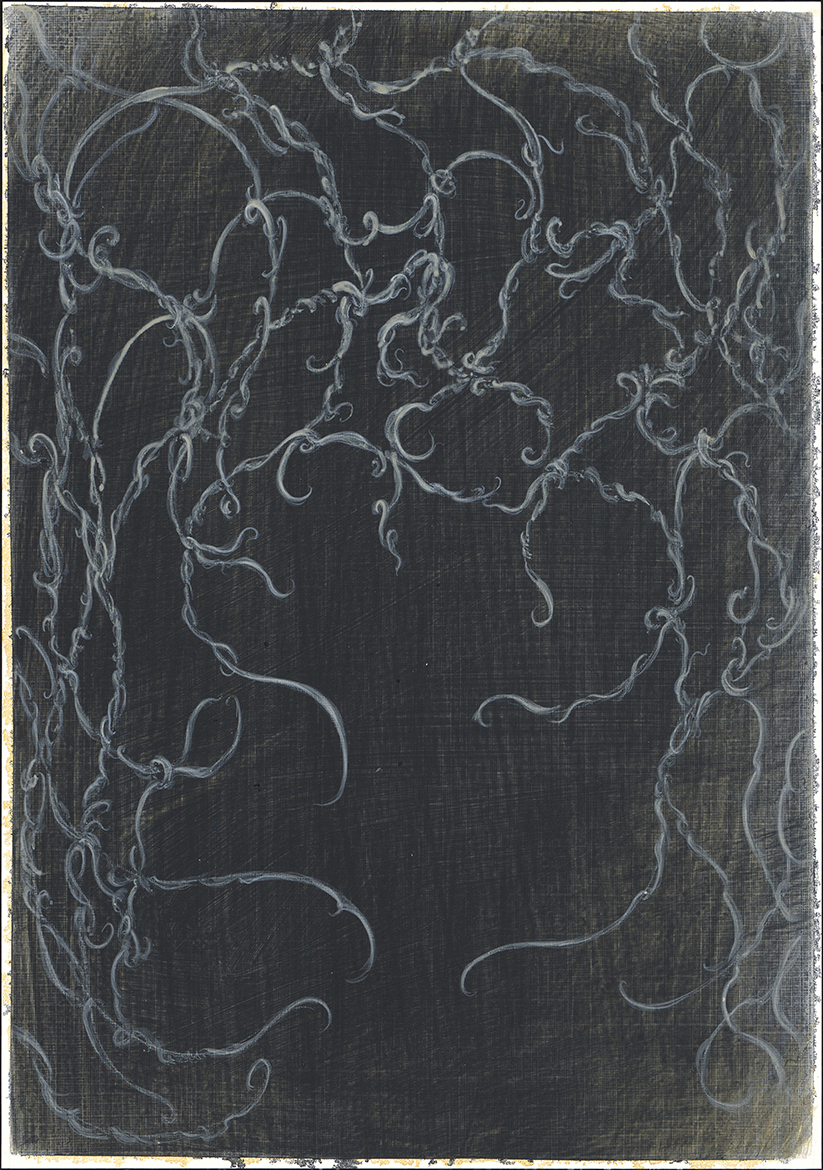 " Museum of Life Sciences Residency - drawing 4 - Fishnets" ,A4, acrylic on primed paper 