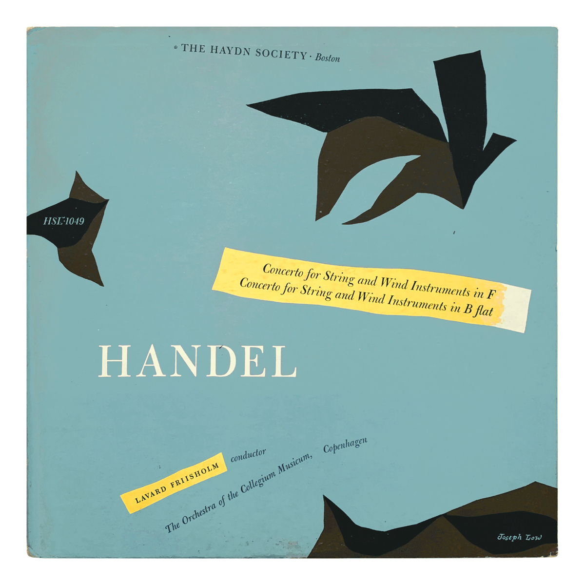 Haydn Society HSL 1049 Georg Friedrich Händel - Concerto No.27 in B flat major for wind instruments and string orchestra; Concerto No.28 in F major for wind instruments and string orchestra Collegium Musicum Copenhagen - Lavard Friisholm Design: Joseph Low (credited)