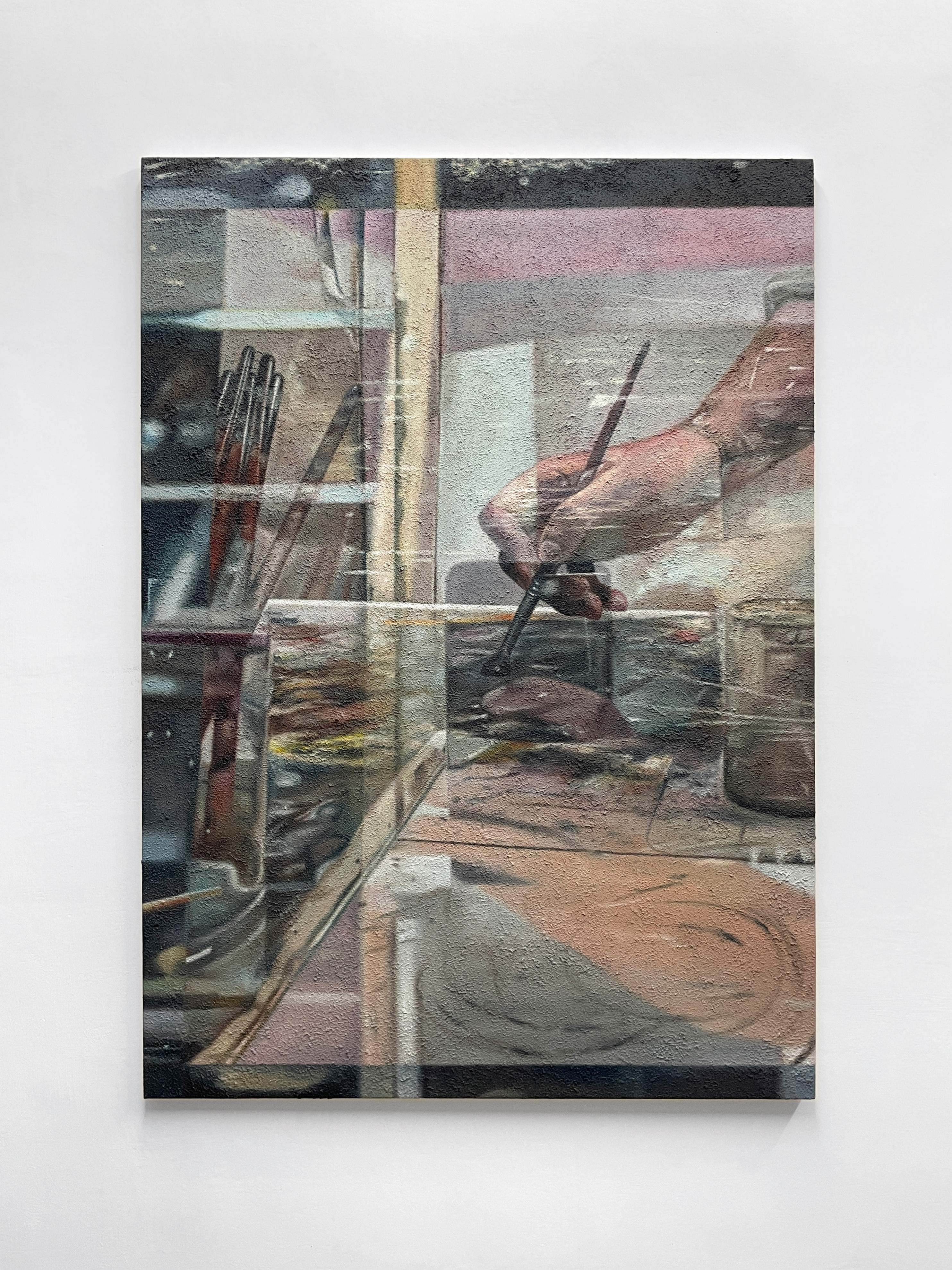 I Am PaintingSoil, sand, dust, acrylic, oil on canvas, 140x100 cm, 2025