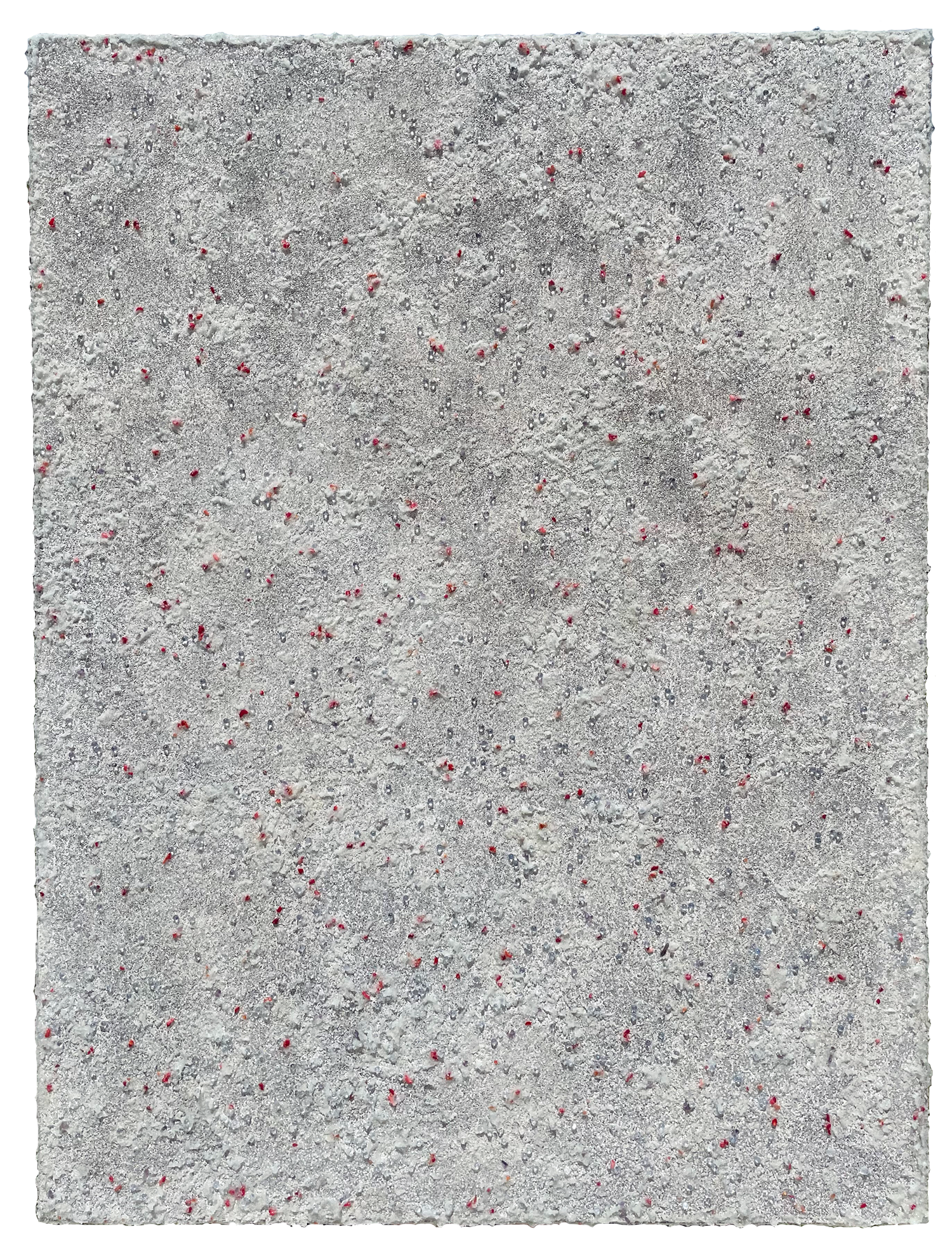 Coral Breeze; Glass, coral, amethyst, red agate, sand and acrylic binders on canvas, 48”x36”x2” *SOLD