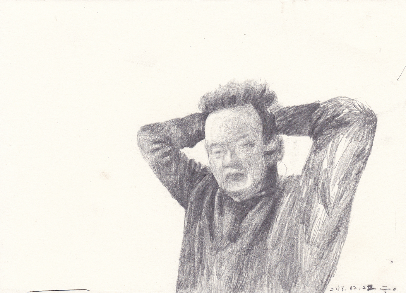 아빠 (dad), 2018, pencil on paper, 14.8*21(cm)