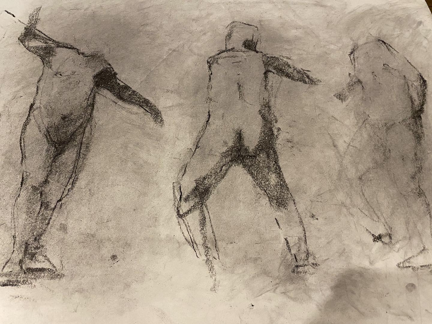 Gestures, charcoal on newsprint, 2020, 18 x 24 inches
