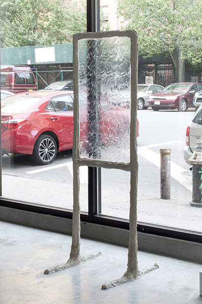 Untitled, 2015, cement, burlap, glass, vaseline