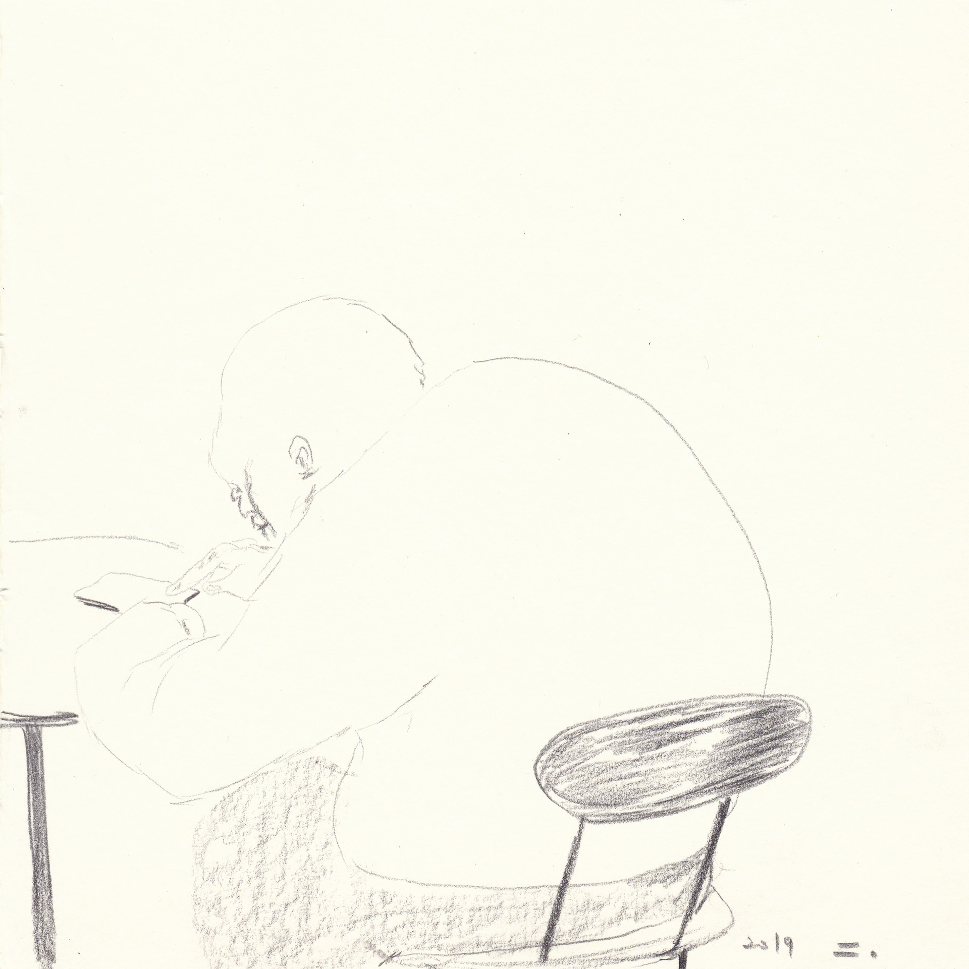 사부작, 2019, pencil on paper, 19*19(cm)