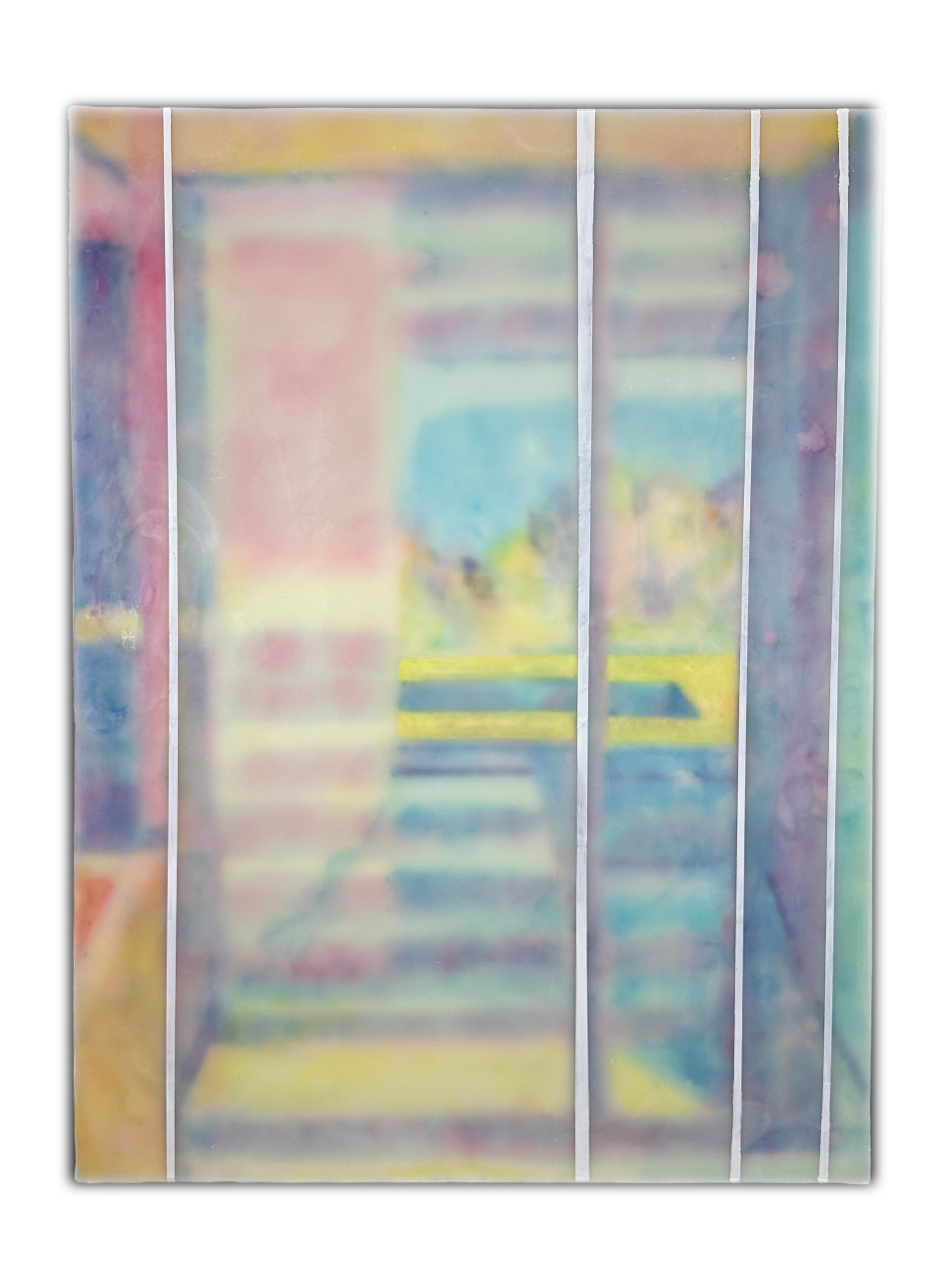 "Interior/Exterior I," encaustic on board, 36 in x 42 in, 2025