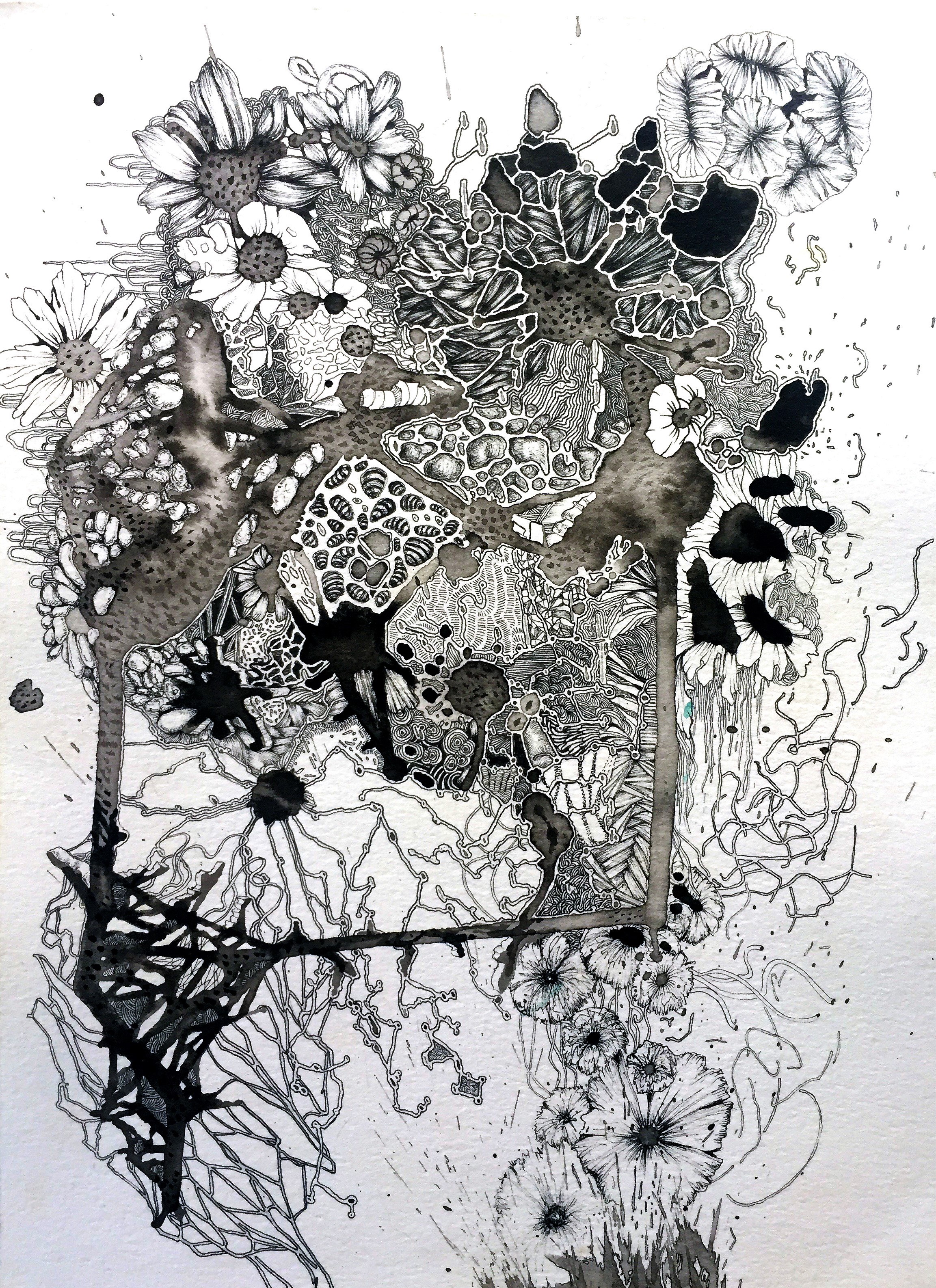 The Vehement Series 1 2016 Mixed Media on Paper 12"x9"/30x23cm