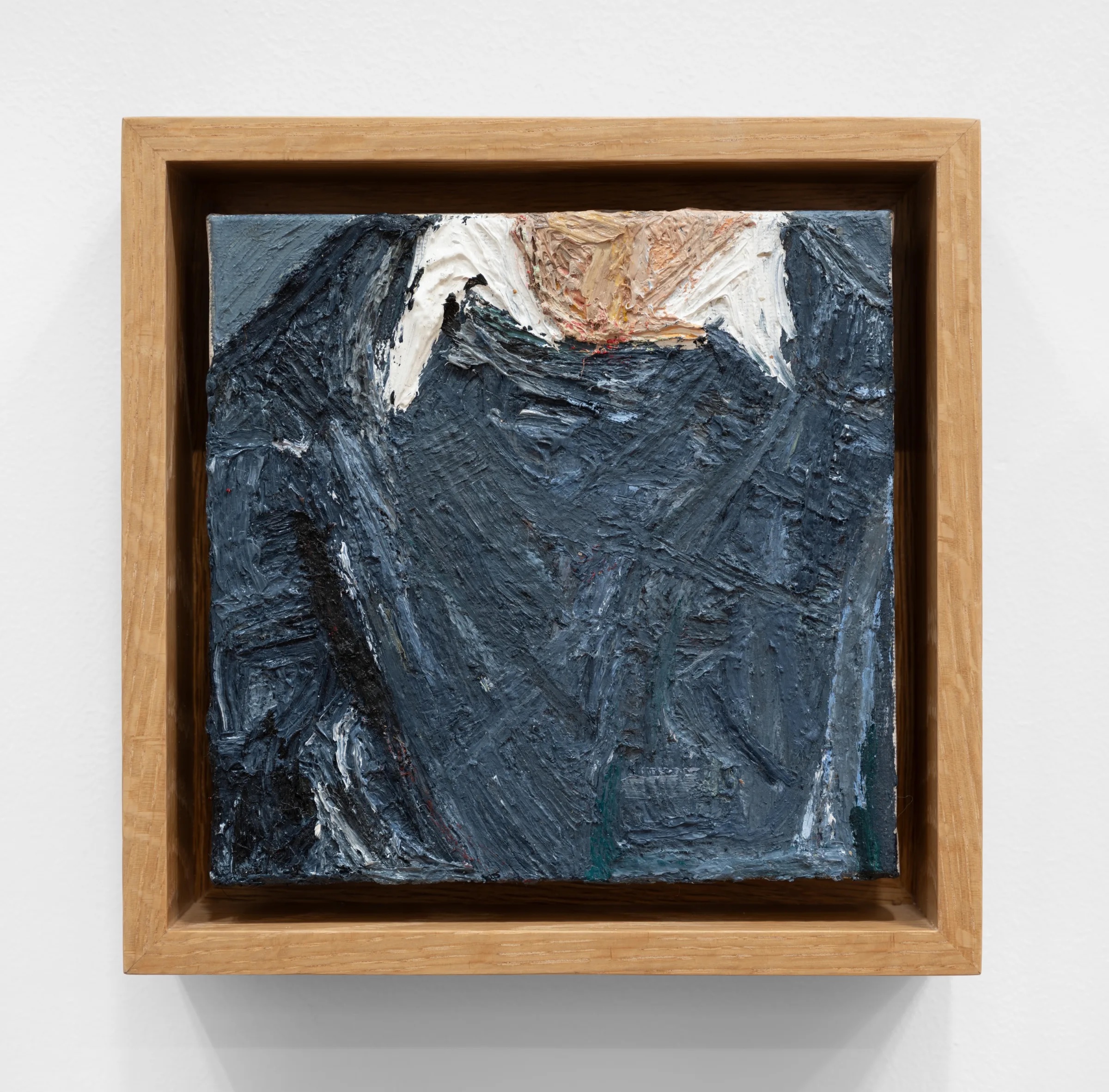 Grey Jumper, 2023, Oil on canvas, 14.7 x 14.7 cm