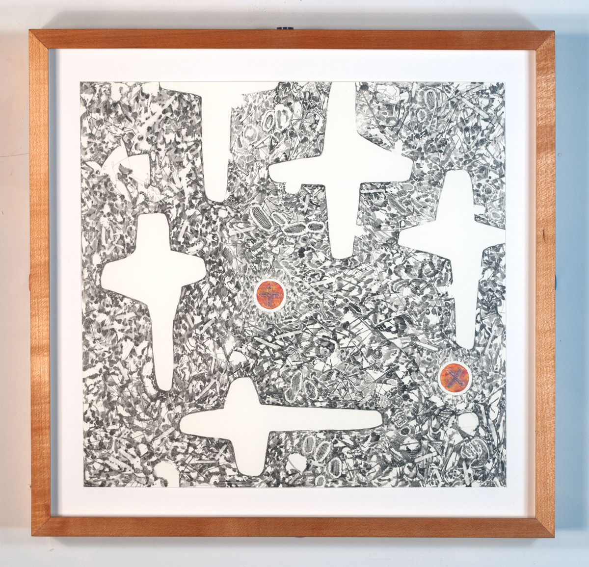 formless con  Graphite, oil pastel, mica powder on paper 2020 - 17 x 18 - framed