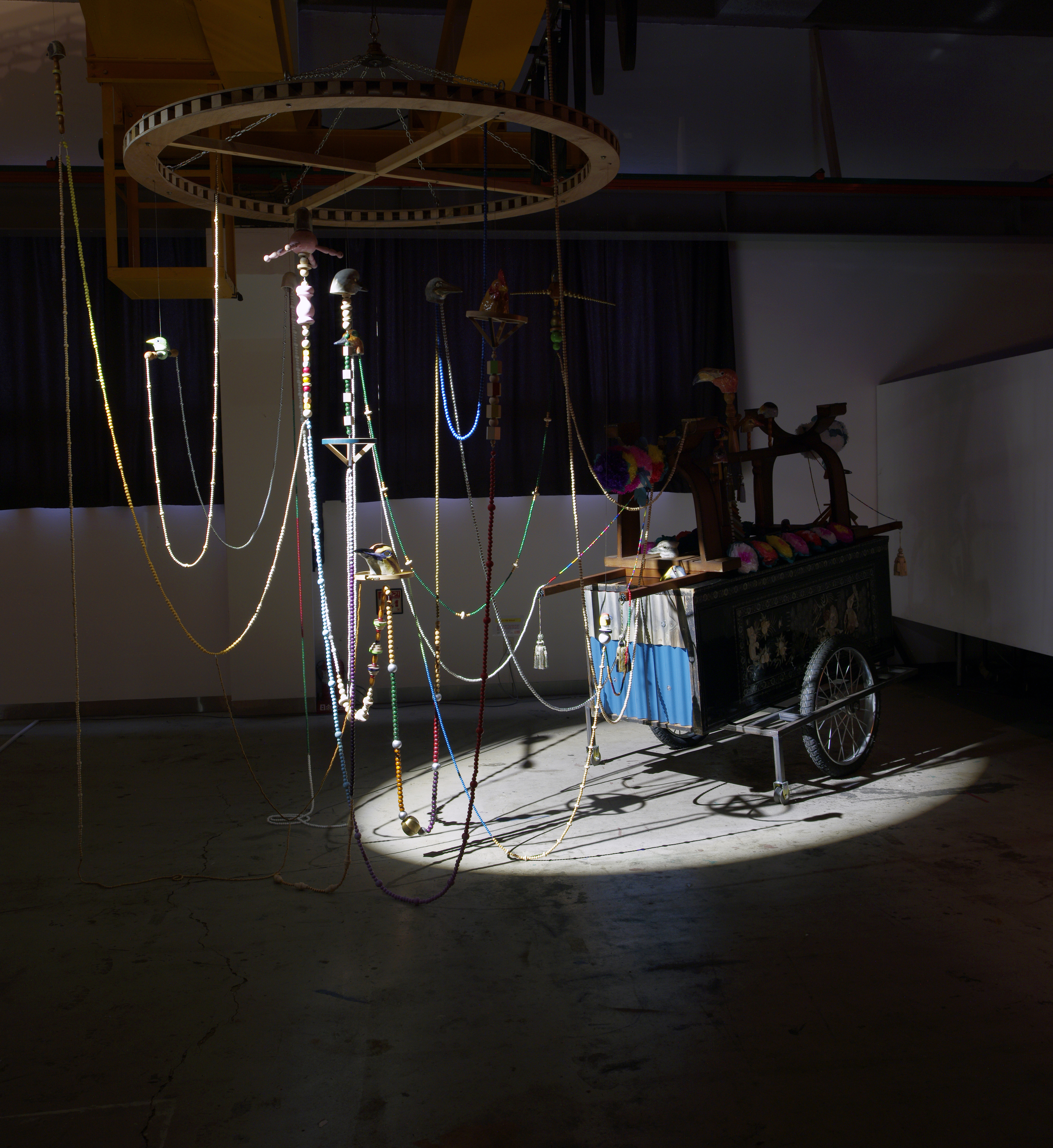 Dasirak / Found object, ceramic, acrylic,  wheel & paper flower,Dimensions Variable, 2017