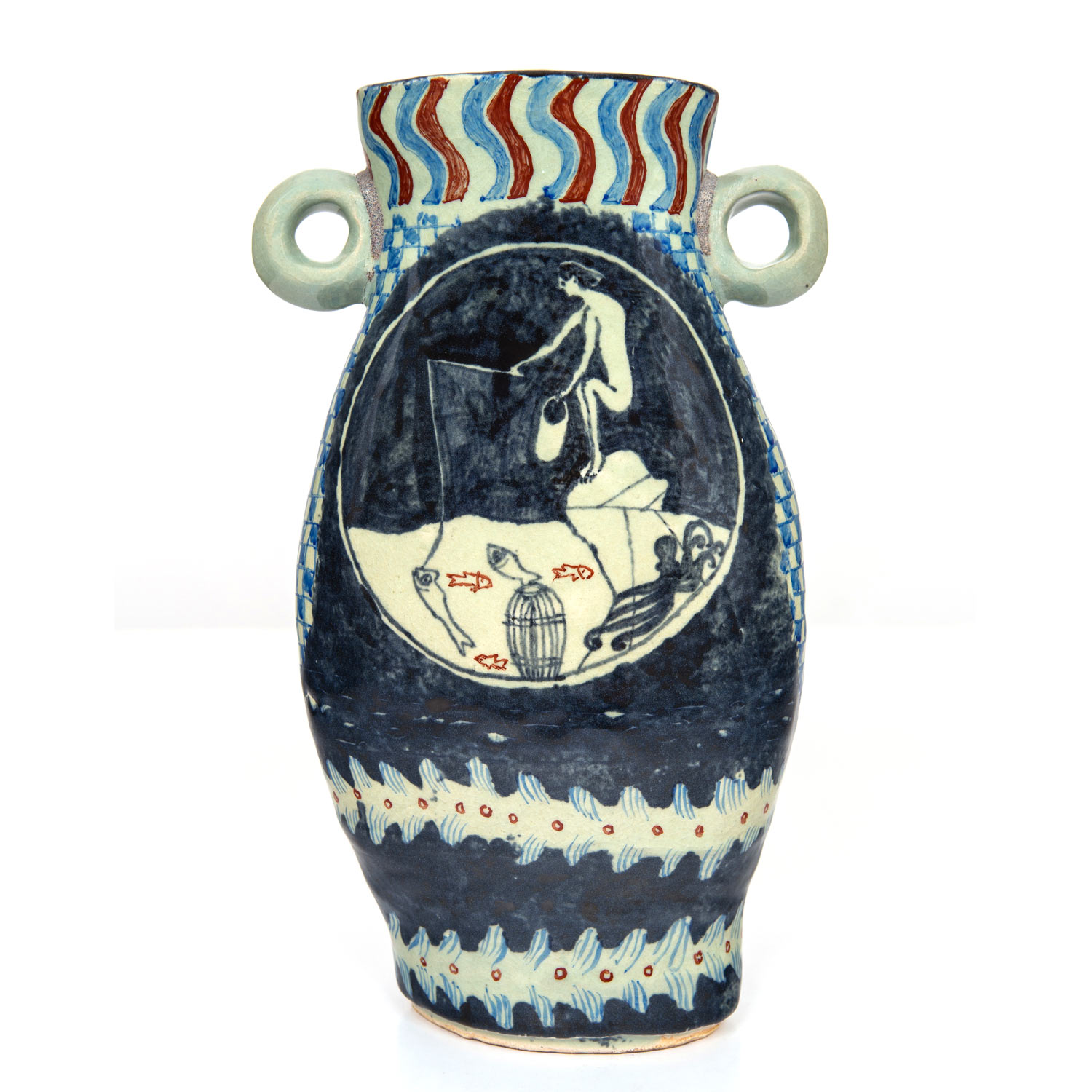 HN1183 Man fishing in the deap sea, 21.12.15Glazed ceramic stoneware32 x 17.5cm