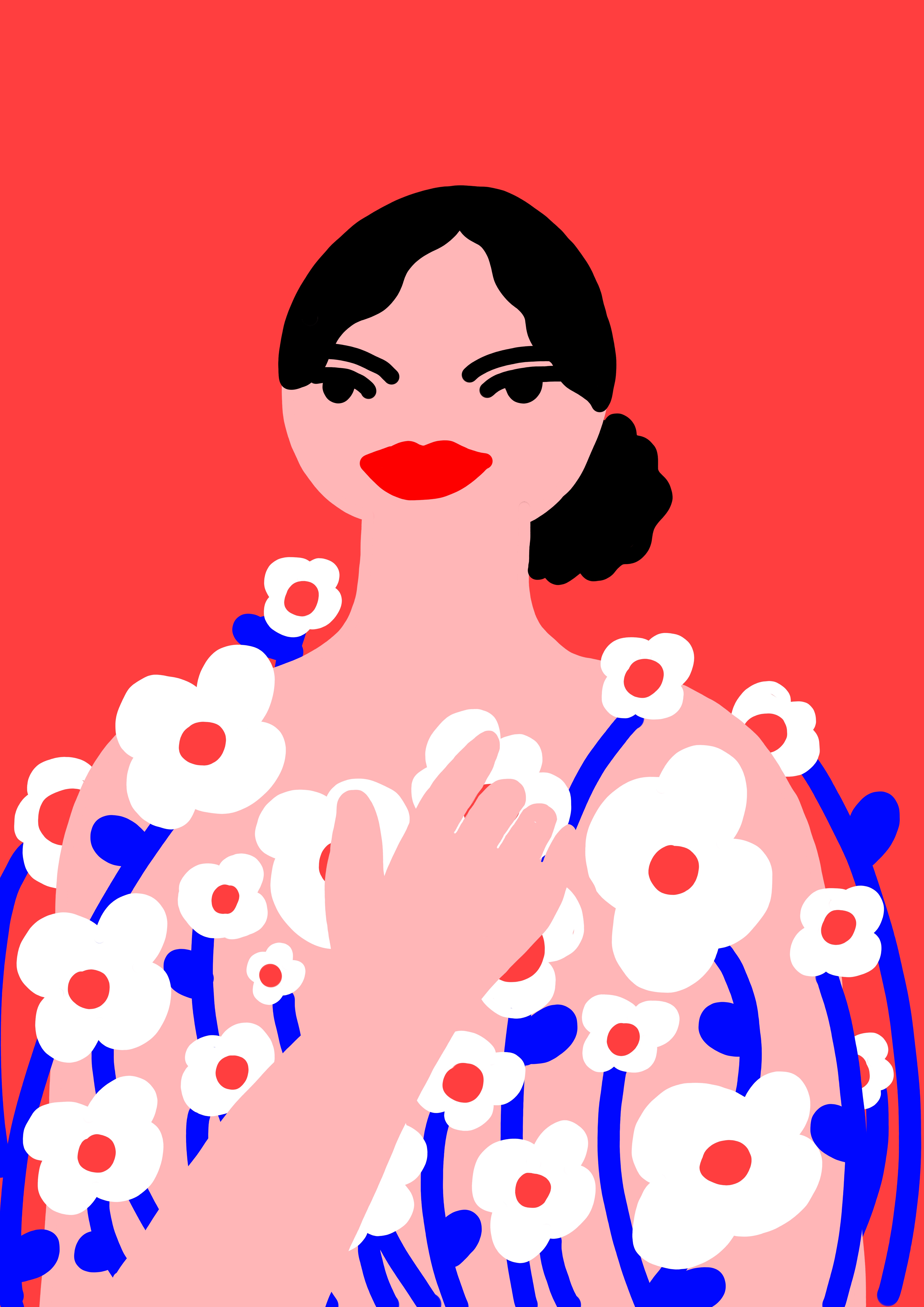 In Flowers - Digital Drawing