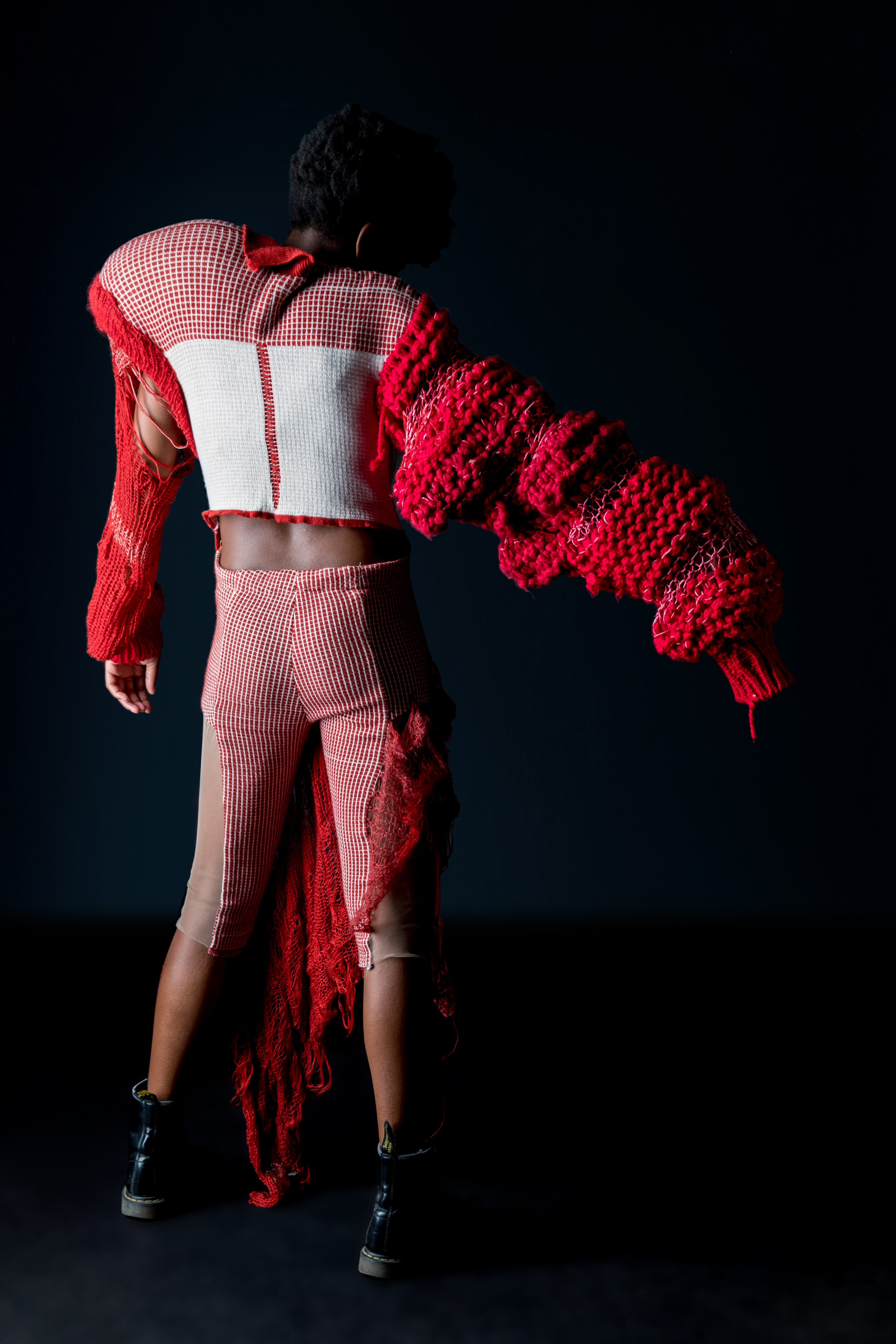 photo: Adam Carey (@waywrdshots), model: Waynette Posch (@waynettewaynette),  knitted jumpsuit: ritka rojka, shoes: model's own