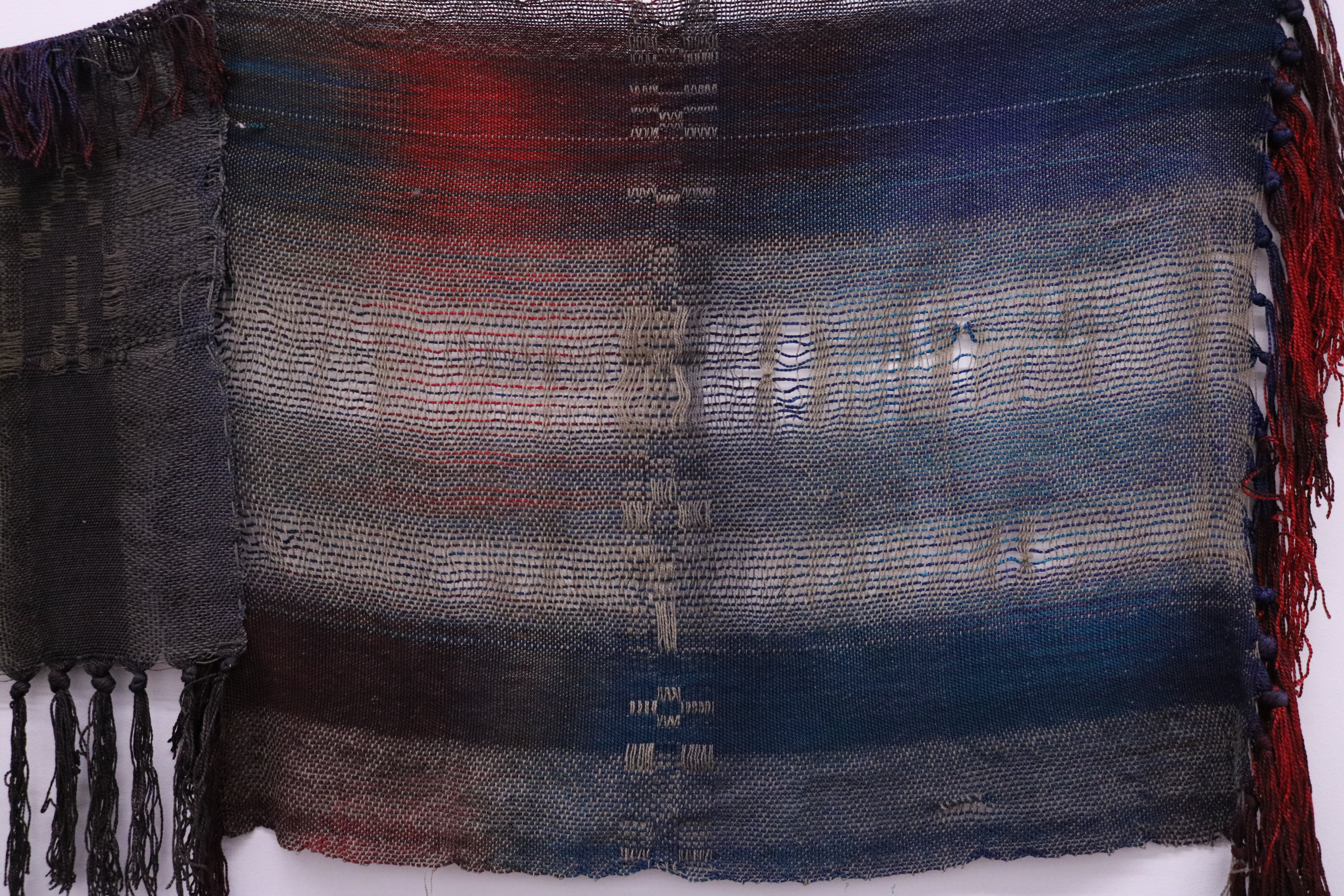 Sediment (detail), silk and wool