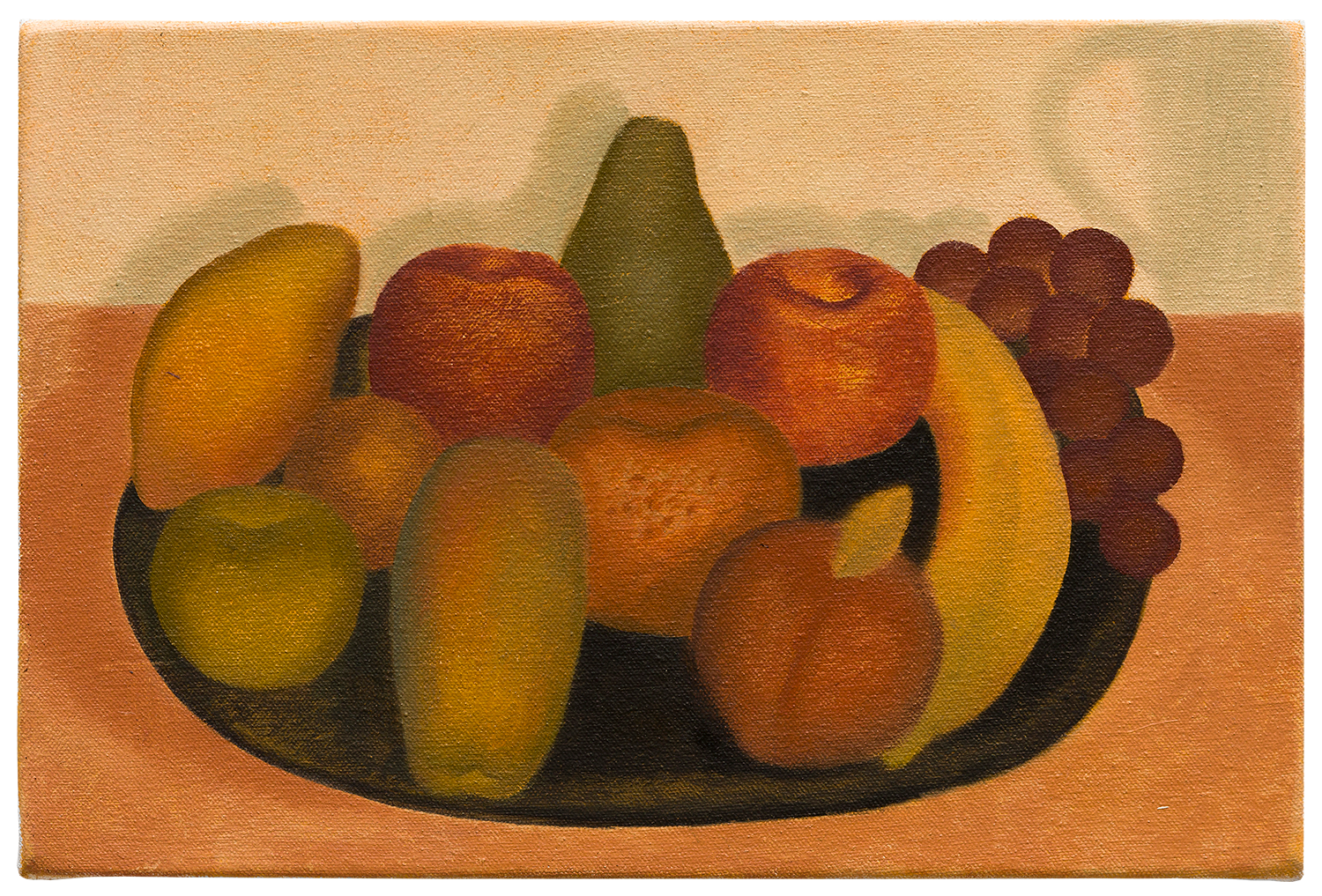 "Frutas de plástico", 2023, óleo sobre tela