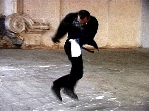 Performance (Dances of Achilles, Menelaus, Diomedes, Ajax): at the group exhibition Fairy Tales, Metamedia centre, Plasy, Czech Republic, 1999