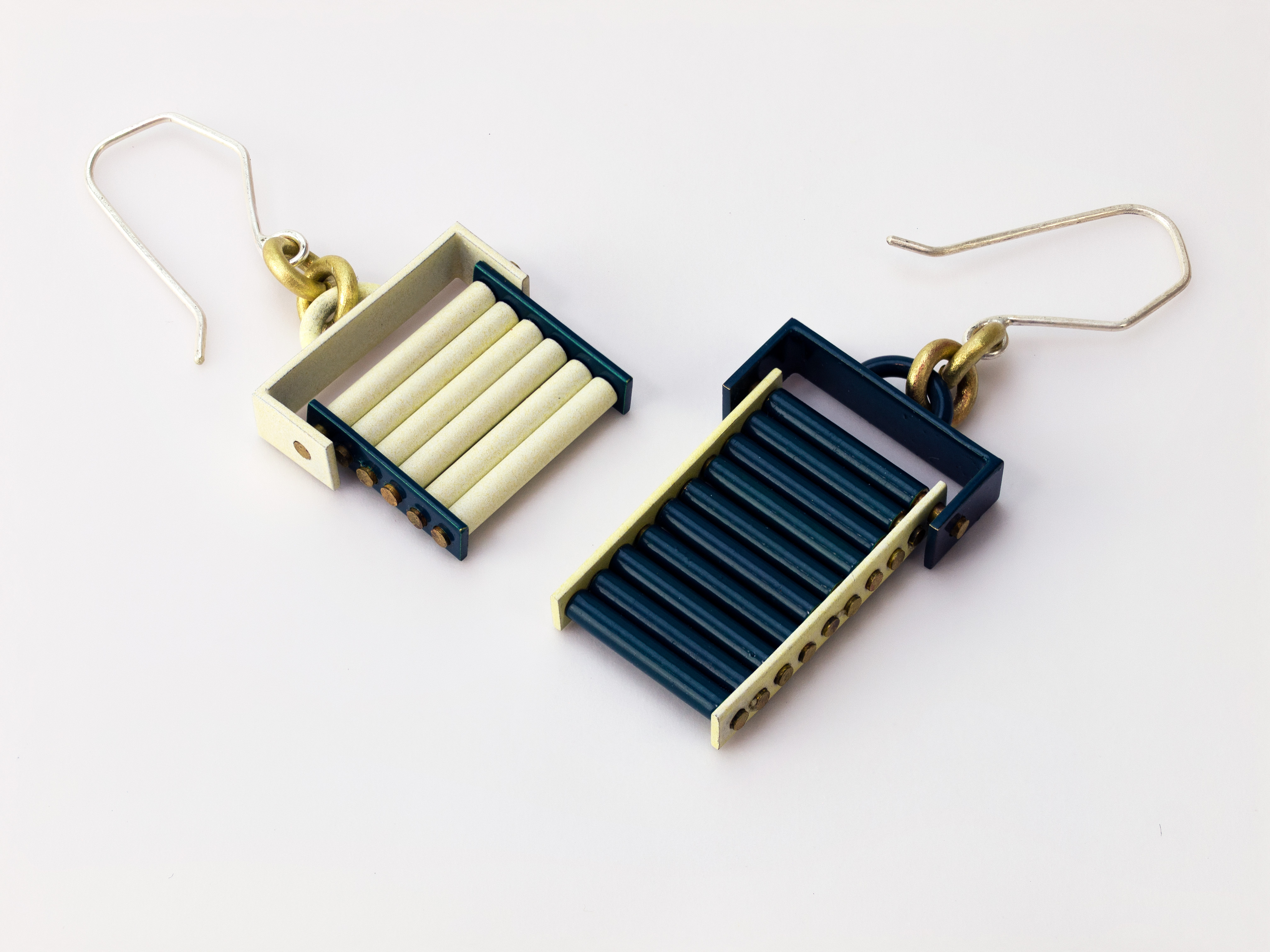 TrundlePowder coated brass, silver, 2”x0.74”x0.25” and 2.5”x0.75”x0.25” 2022