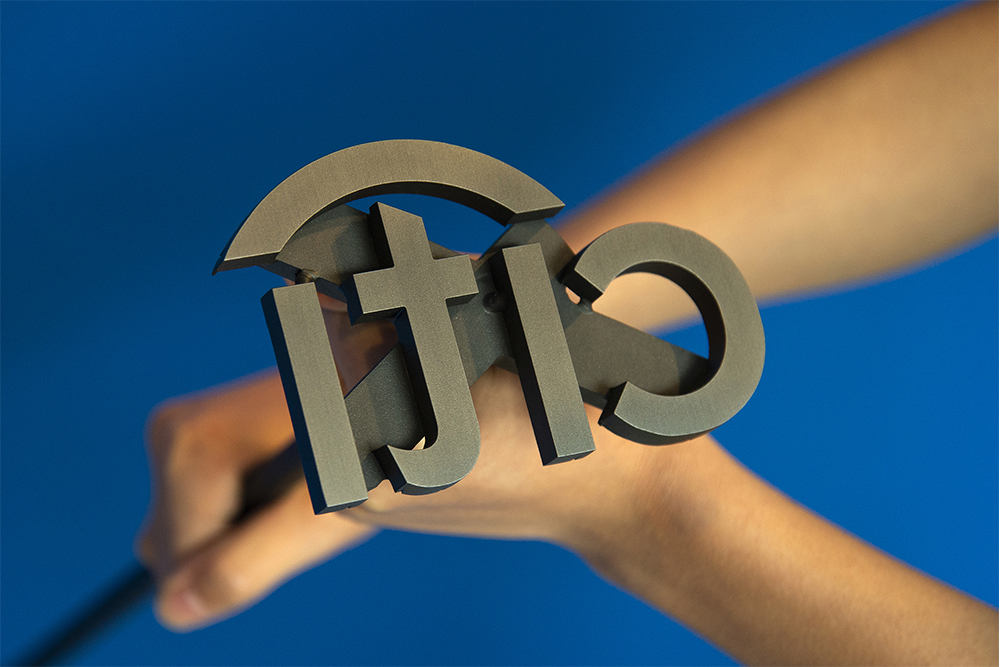 Camilo Godoy: Debtor (Citibank), 2019. Stainless steel, 34 x 3 x 5 inches.