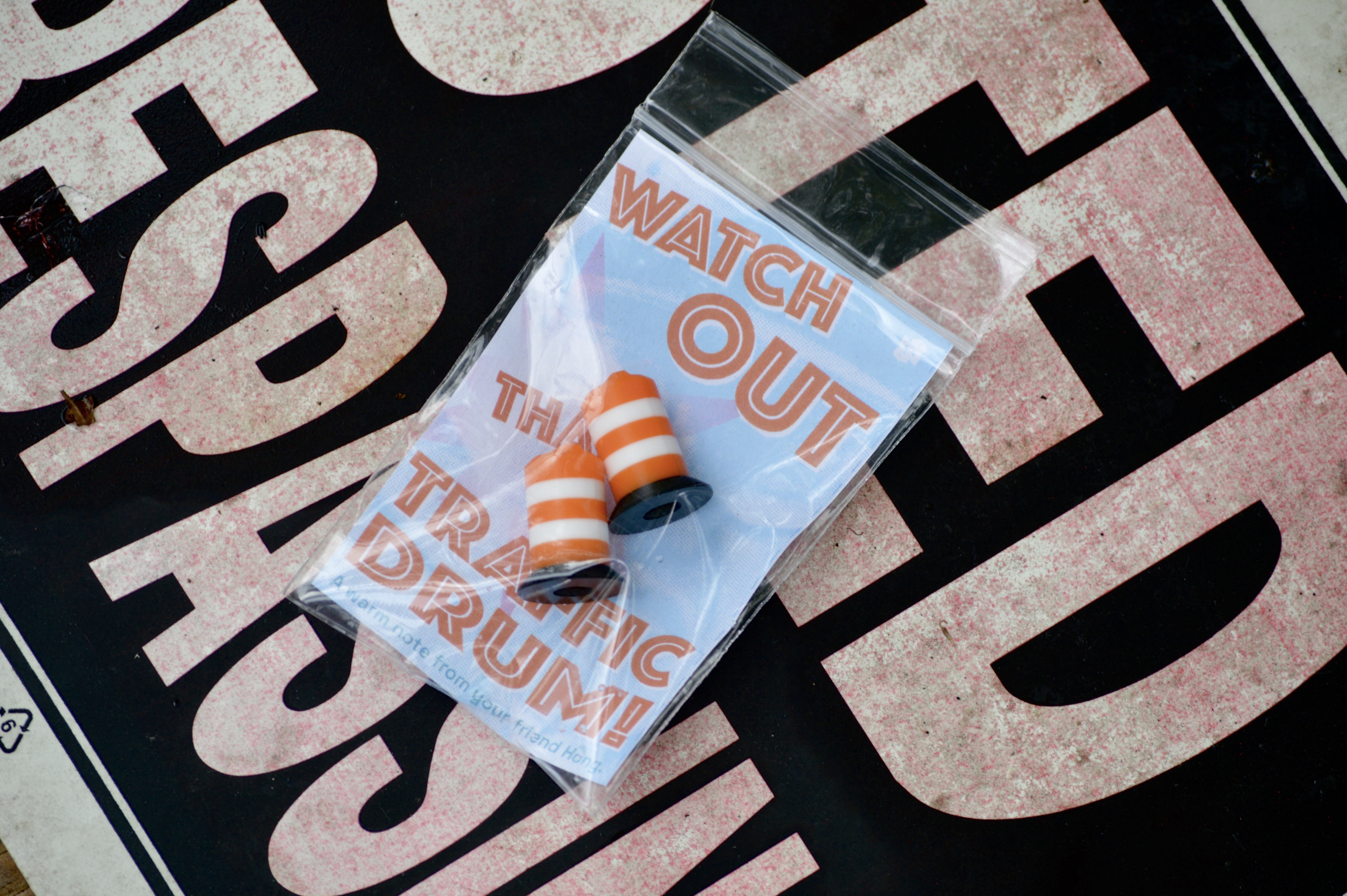 "Watch Out that Traffic Drum" Valve Caps 2024