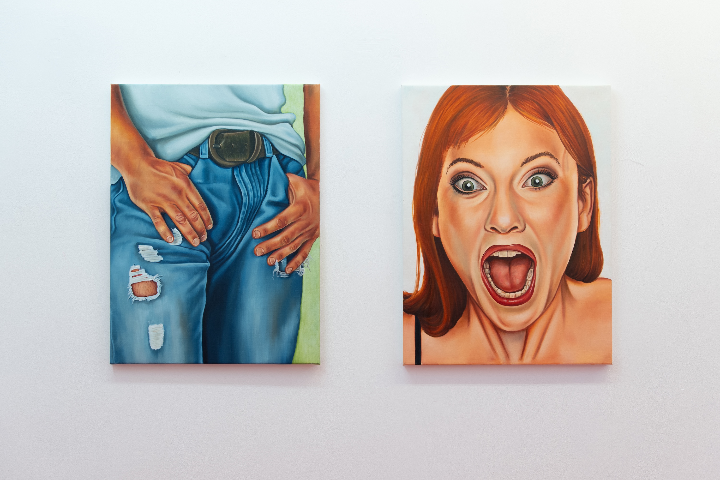 "He Never Saw Me Again" 2024 & "Never Felt Like This (1)" 2024, oil on canvas, 80 x 60 cm. Photo: Ole Erik Løvold