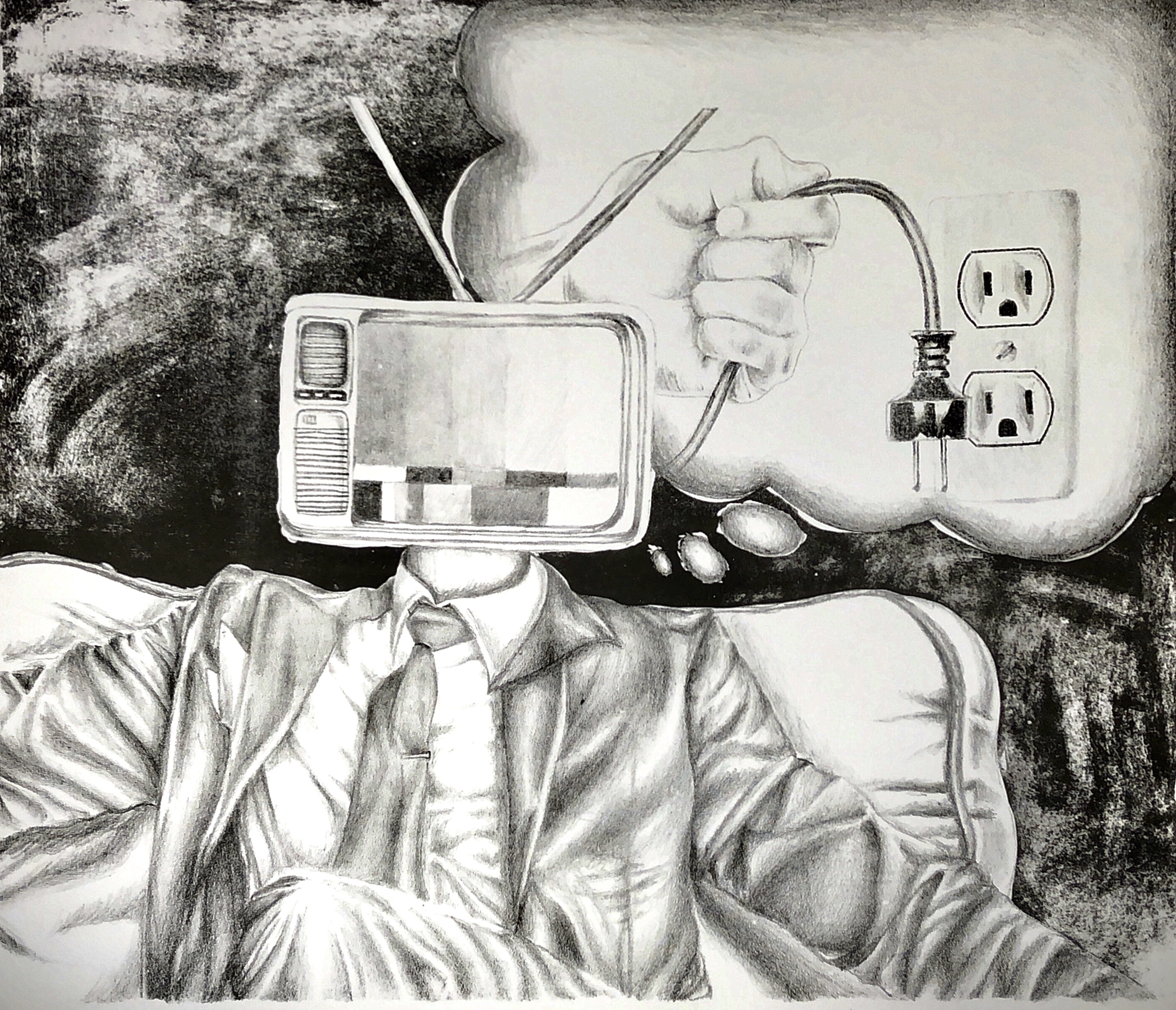 Excellence in Art Award, Award Amount $200, Lexi Black, Unplug from Reality, Lithography, 17" x 15"