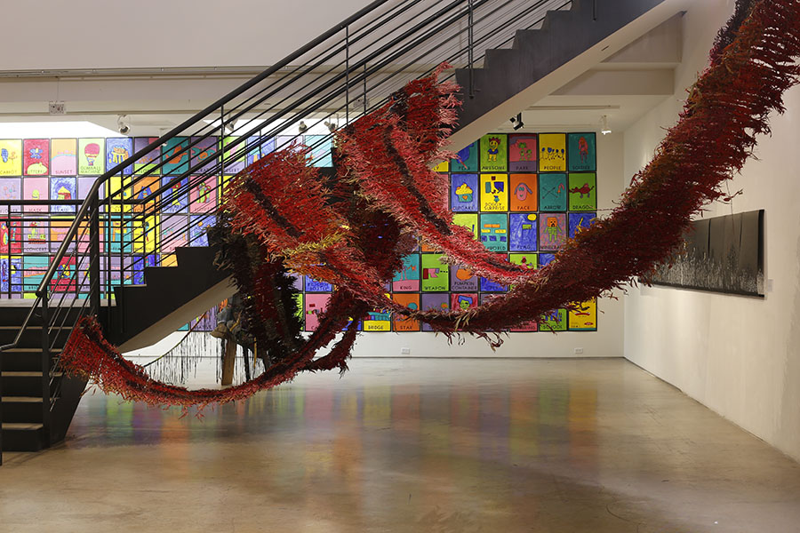  Detail, San Diego Art Institute, bamboo, acrylic, flocking, dimensions variable, 2017