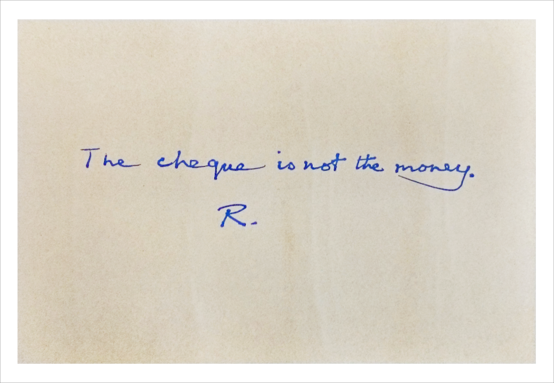 THE CHEQUE - RALPH RUMNEY - A3 RISO PRINT - 35 €