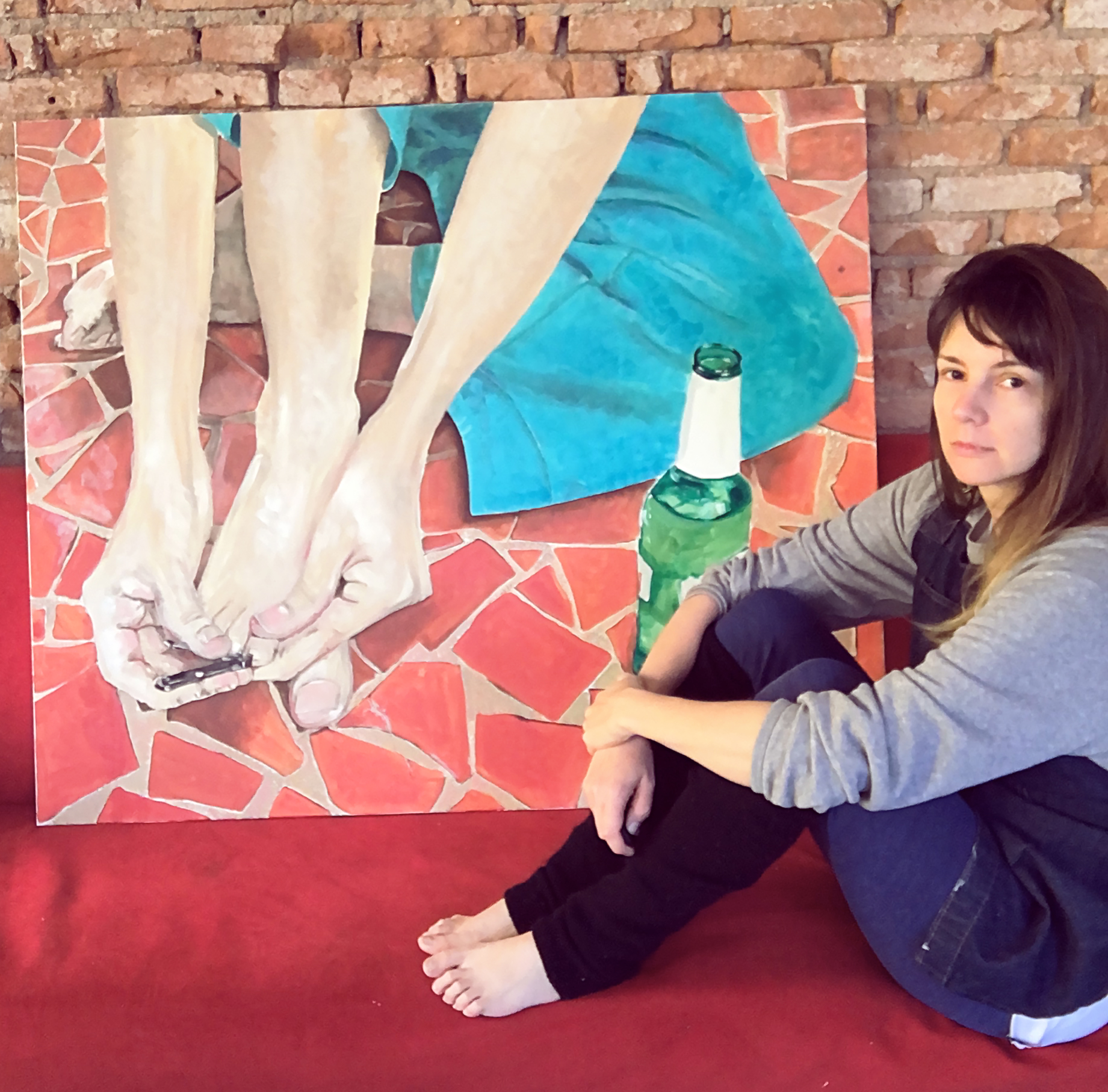 Cortando a Unha (2021) - 100 cm x 120 cm - óleo sobre painel 