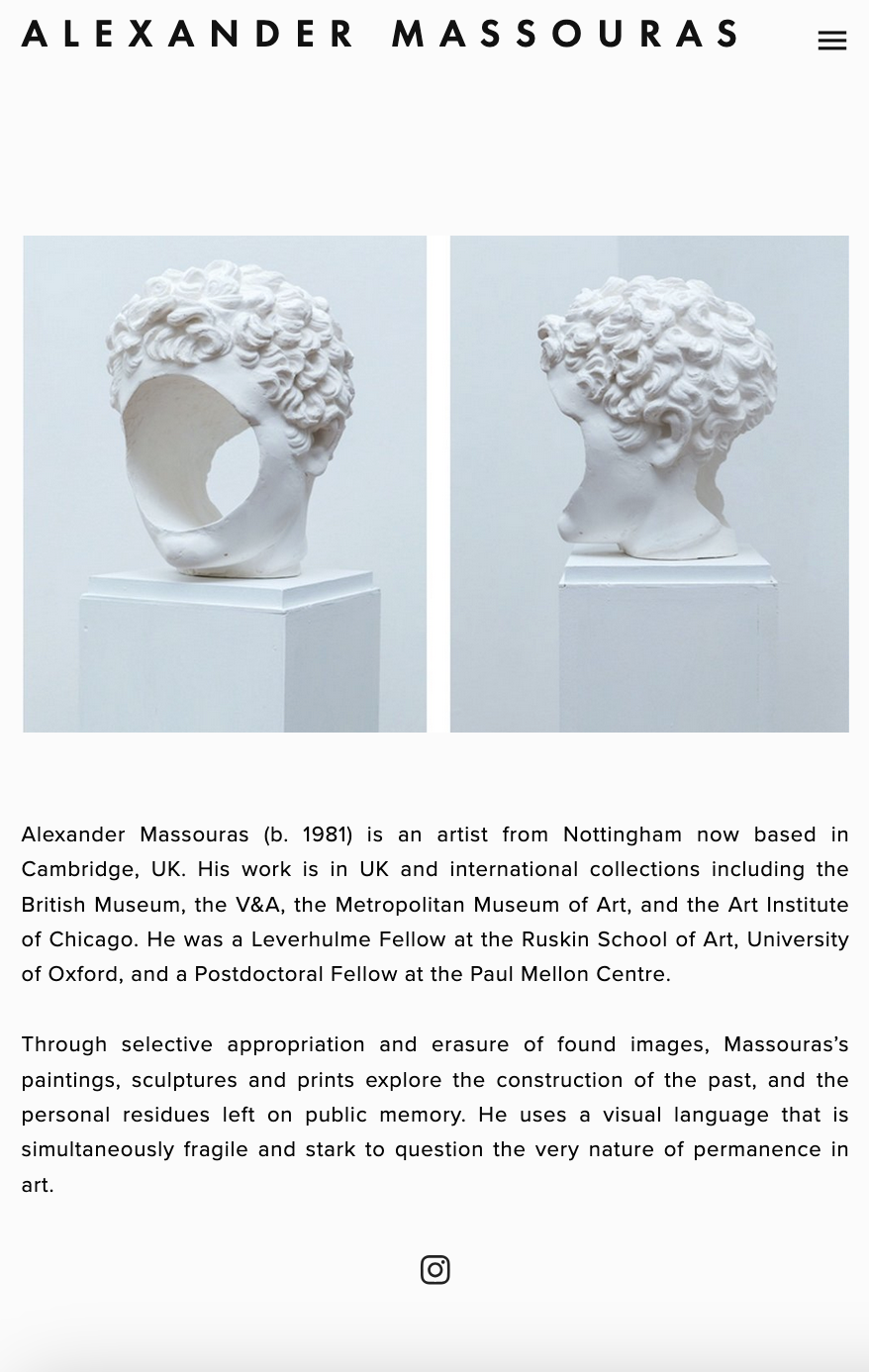 Another artist bio, this time for a painter and sculptor based in Cambridge. For this one, I read a few articles by the artist, did a studio visit and followed up with a word association exercise to help capture the spirit of his work. Always very satisfying.