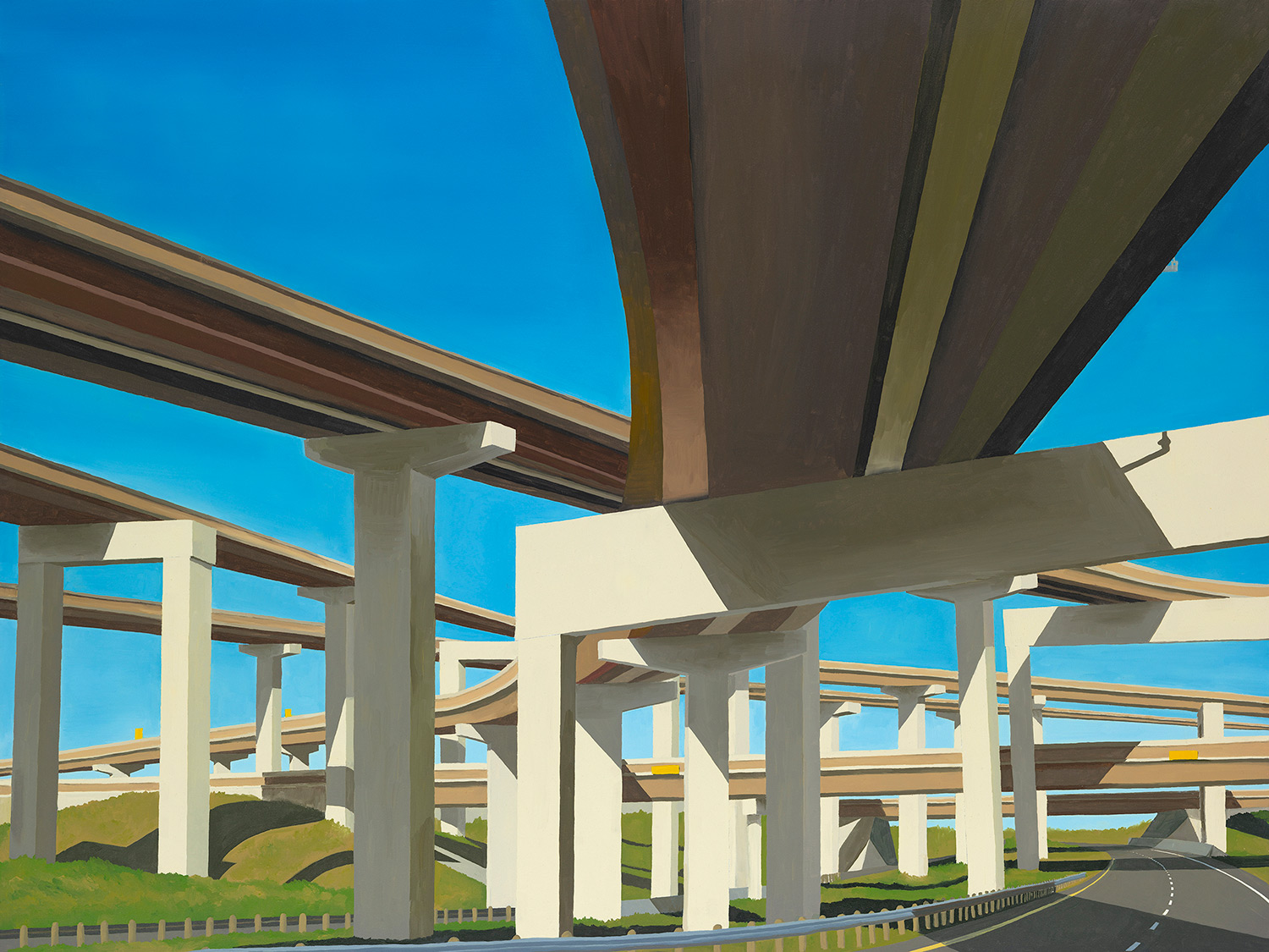Highway Overpasses in Texas, oil painting on hardboard 30x40"