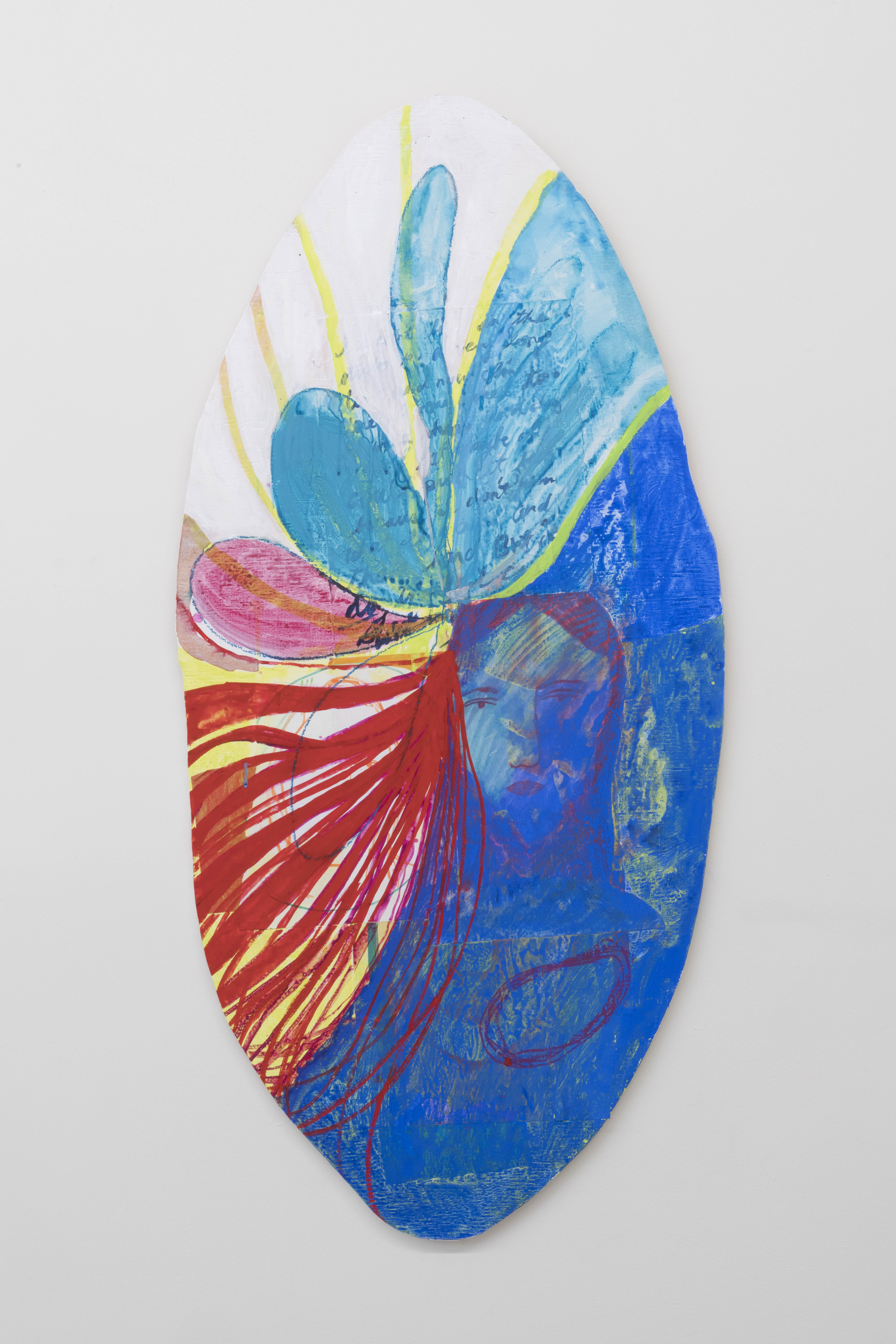Bleeds and Leads, 46" x 9.5, mixed media on panel, 2022