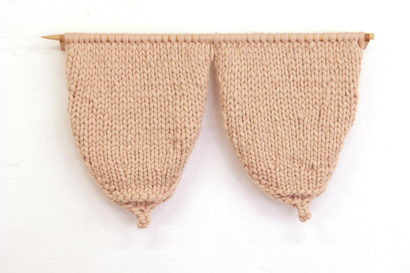 Empty Breasts, 2008, 120cm b x 80cm h, handknitted Newzealand Merino