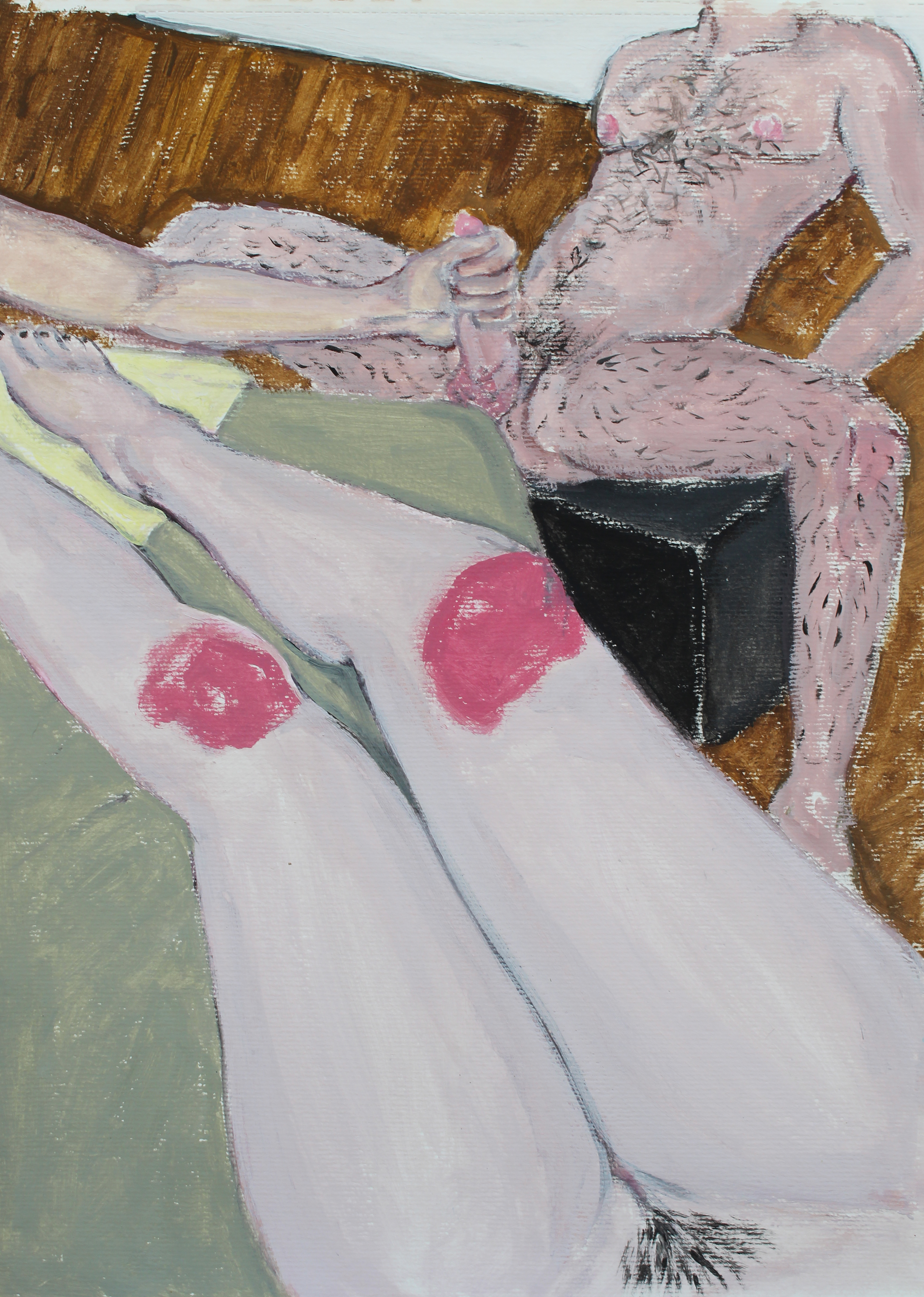 Burnt knees, Acrylic on paper, A3, 2020