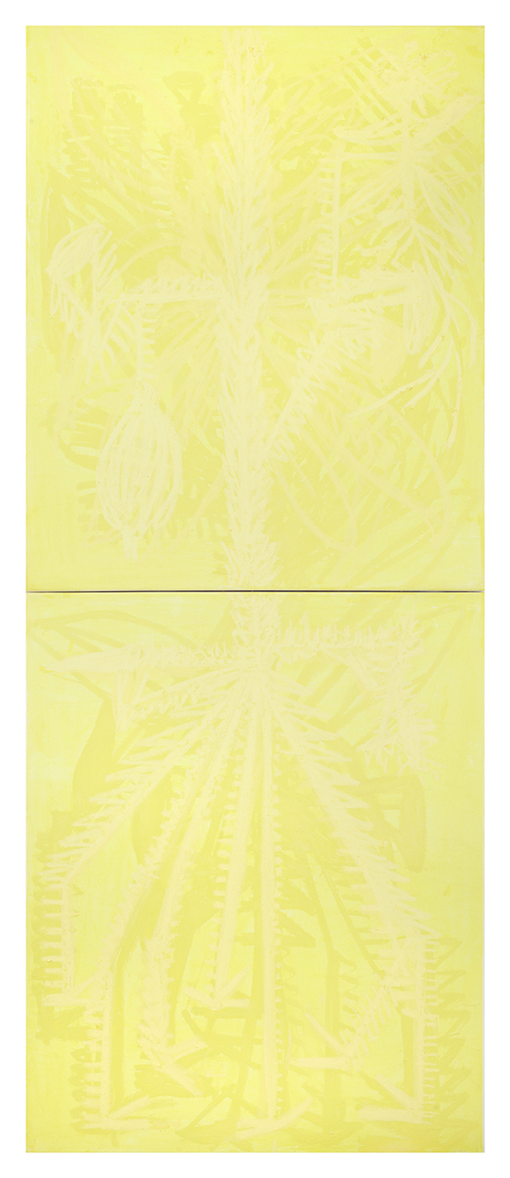 Joseph Dadoune Printemps / Je t'aime avec tes multiples corps lui, elle, 2022 Pastel sec et pastel gras sur papier marouflé sur toile 200 x 80,5 cm