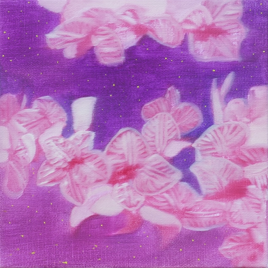 〈Bloom in Night_02〉, Oil on canvas, 18x18cm, 2024