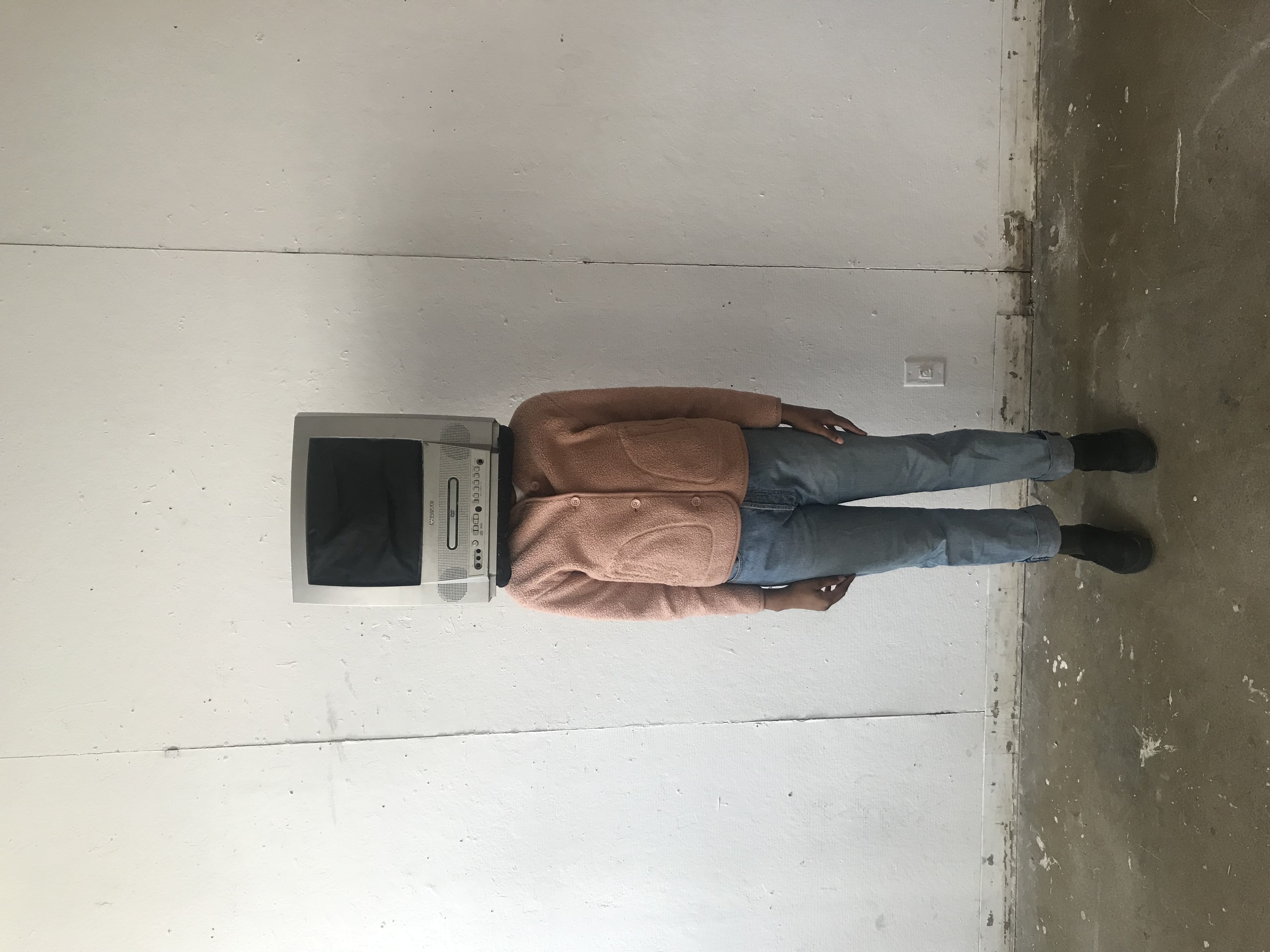 Thinking Helmet Sculpture Modeled by Abigail Akindude 