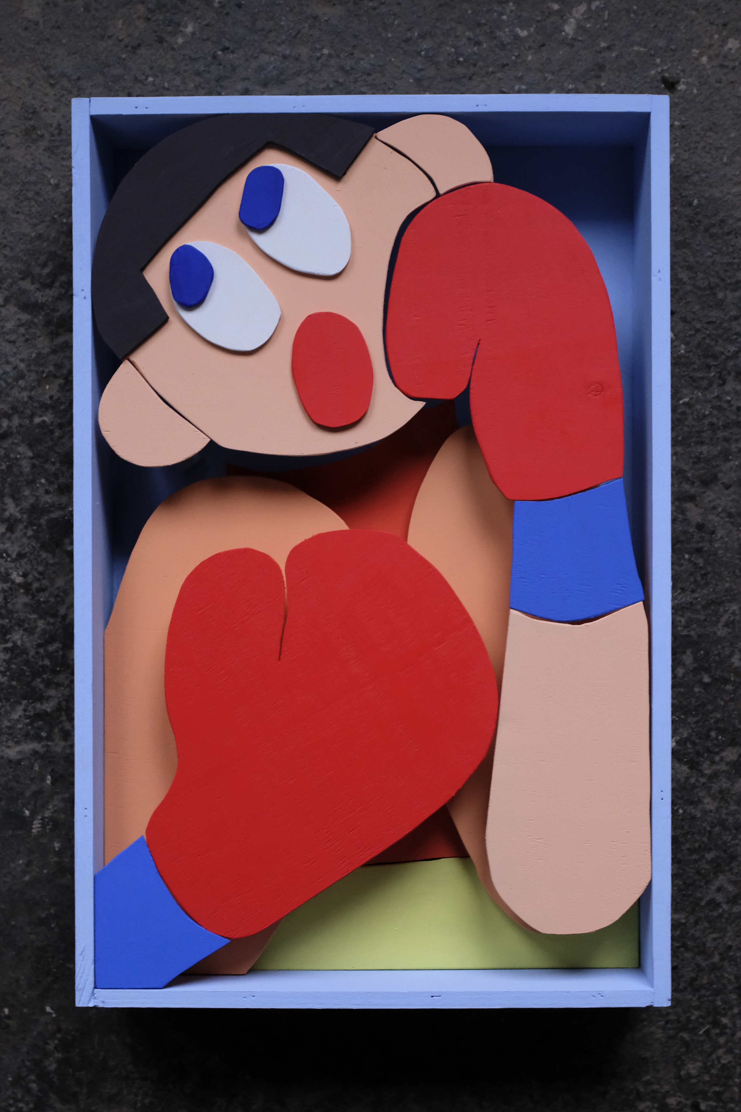 Boxer (2023), Acrylics on Wood, 50 x 32,7 x 9cm