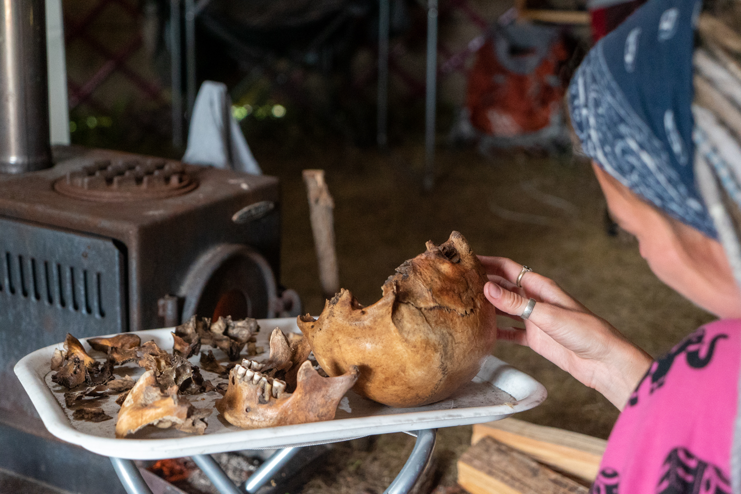 Physical anthropologists work alongside archaeologists to reconstruct skeletons and skulls. The physical characteristics of the intact remains can shed light on their culture.