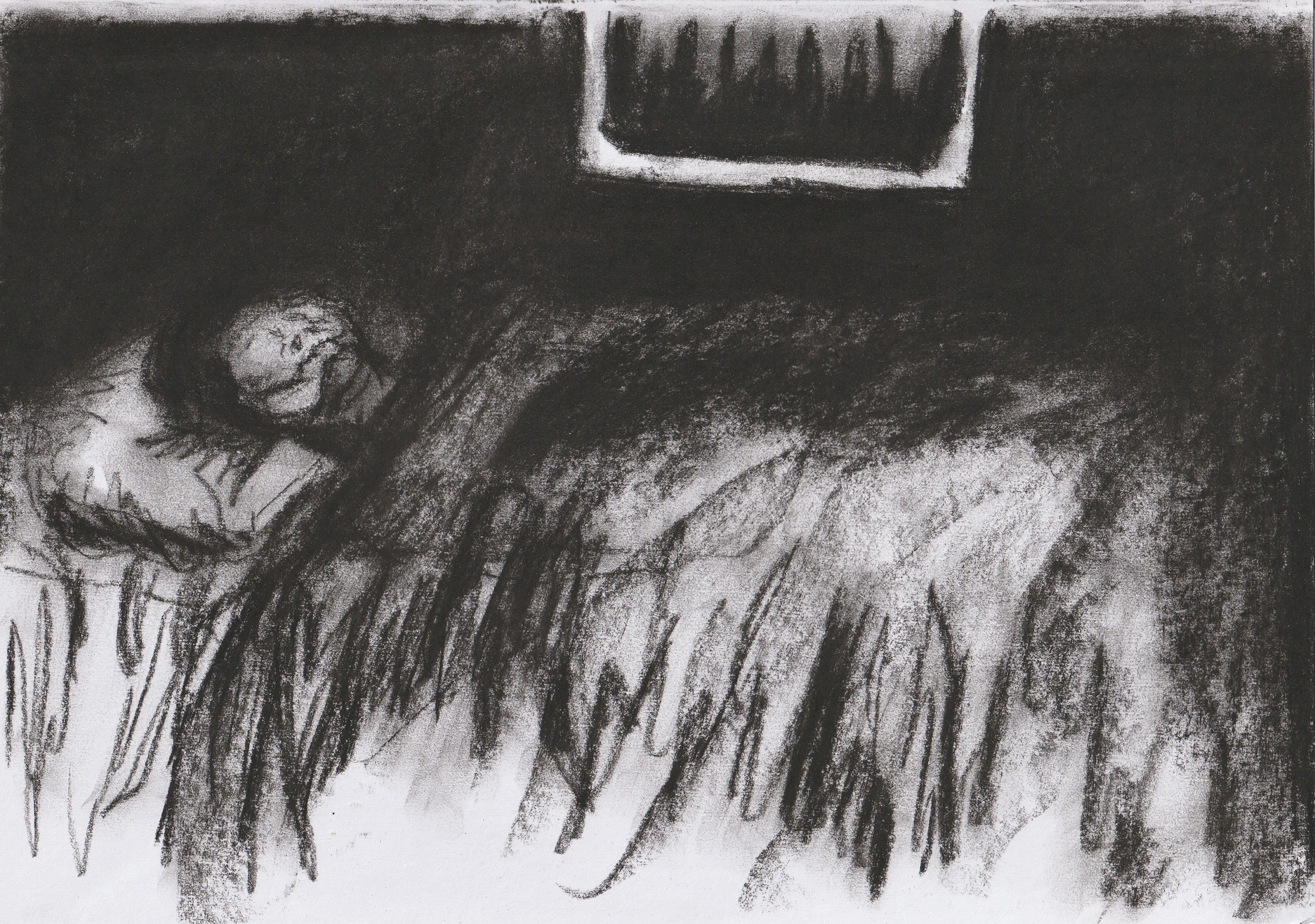 Death Nap (2025) | Charcoal on Paper
