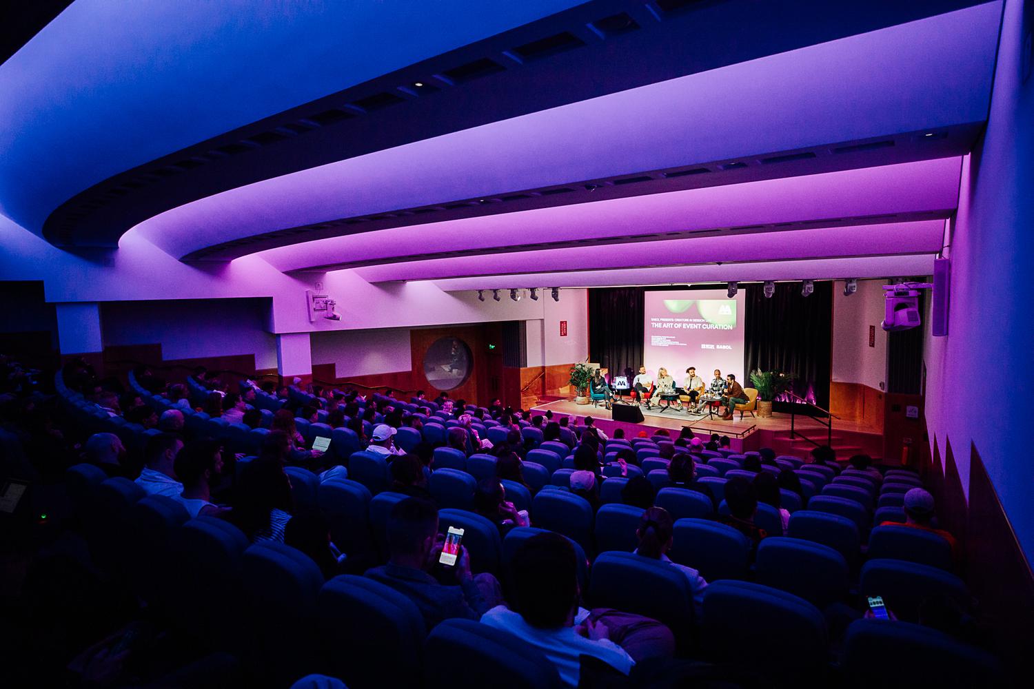 Audience view of panel discussion on 'The Art of Event Curation' at AVA London conference in the British Library.