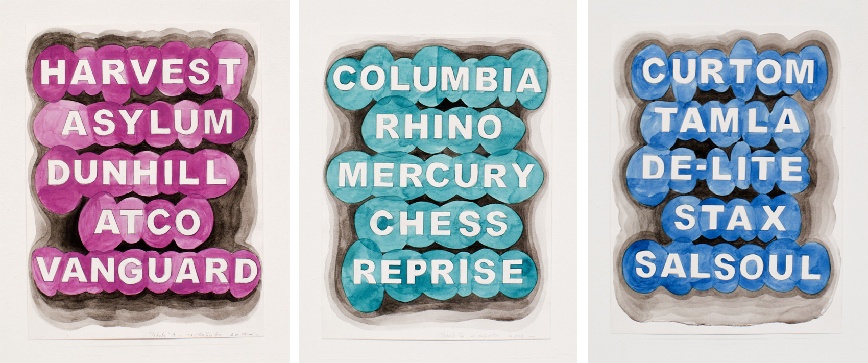 "Labels 2, 3, 4", 2012, Gouache on paper, 53x35 cm