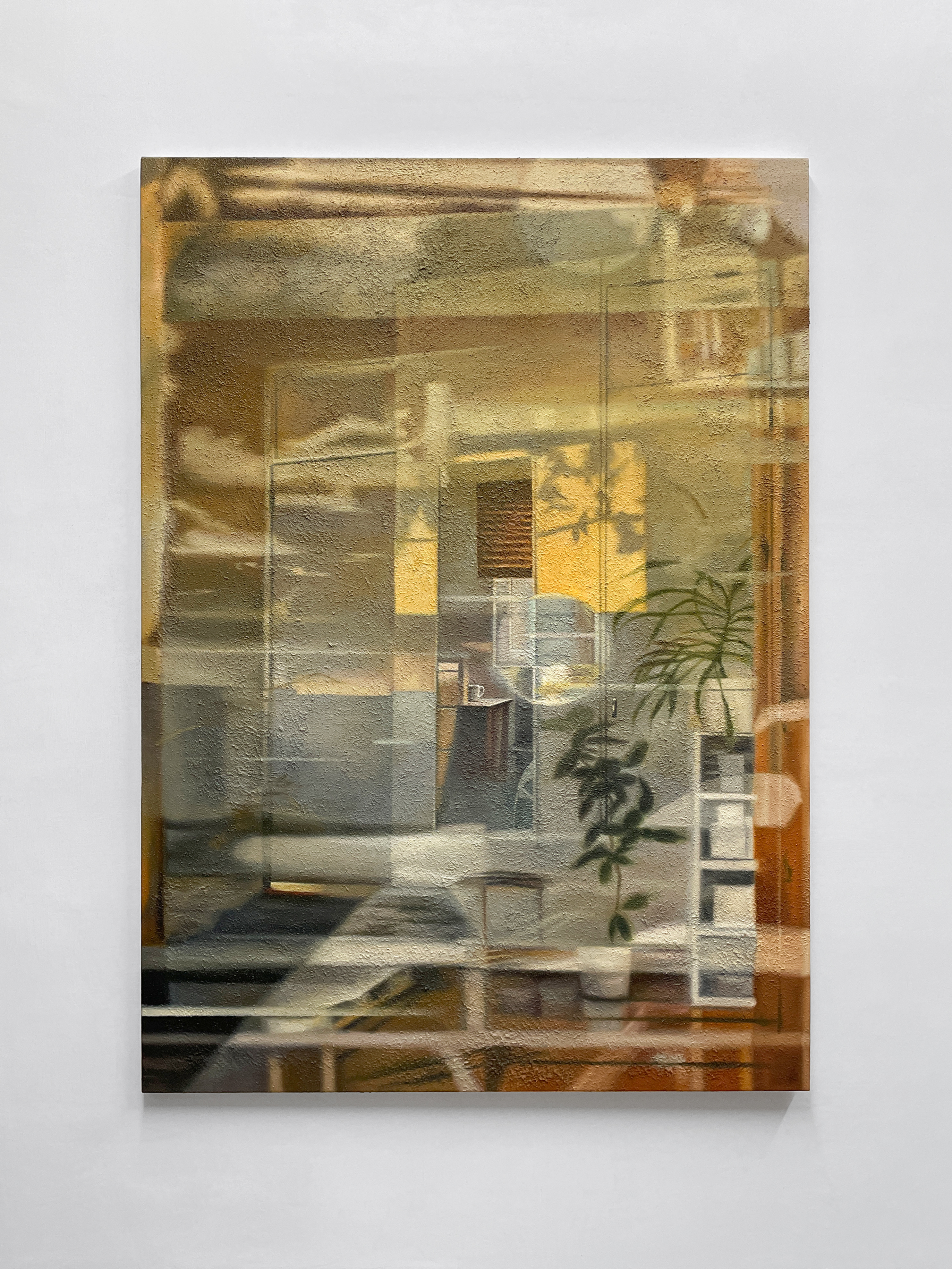 The Space Between Kyiv and LondonSoil, sand, dust, acrylic, oil on canvas, 140x100 cm, 2025