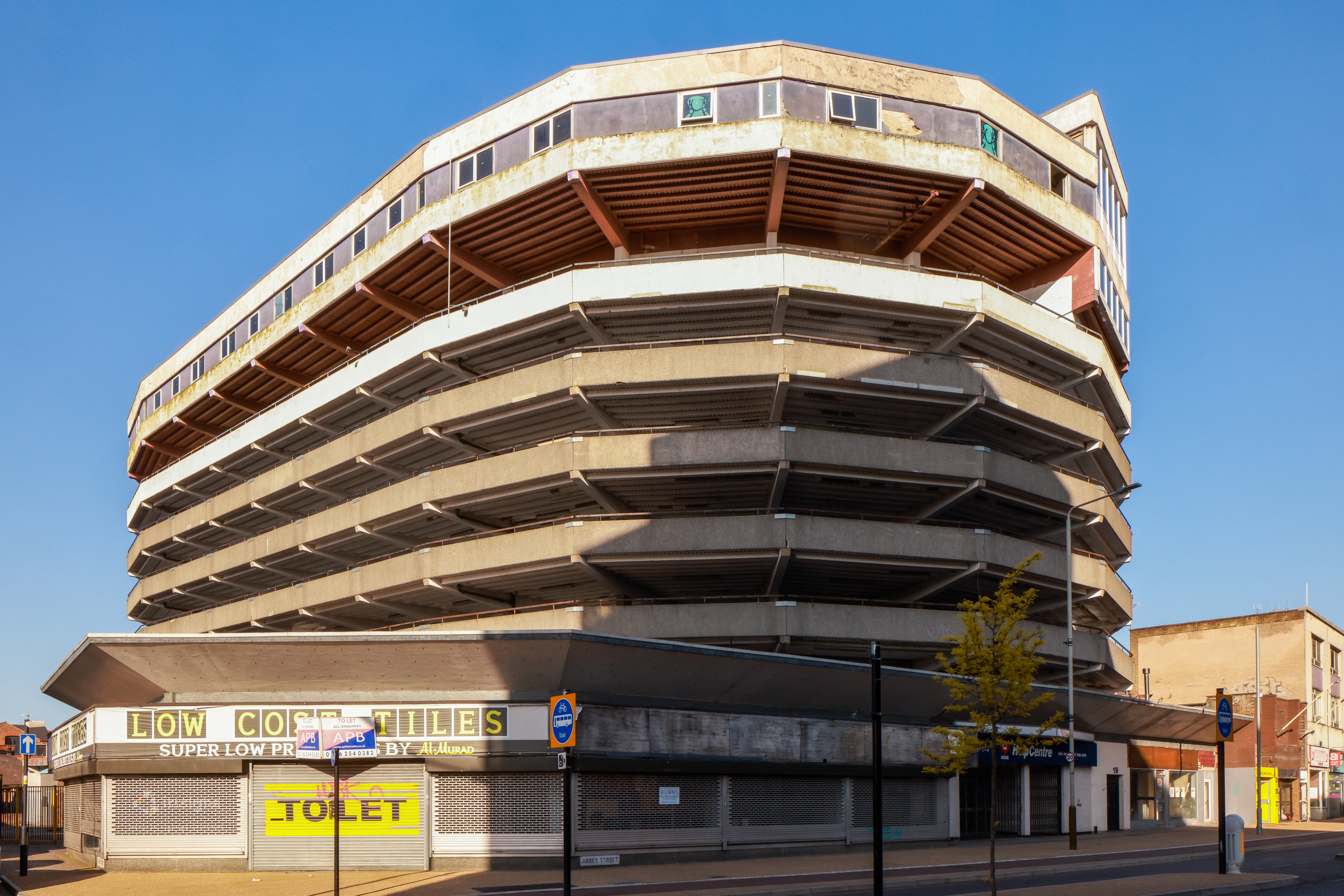Universal Church of the Kingdom of God, Former City Cinema, 1961, on ground floor of Lee Multi Storey Car Park, Leicester. Photo credit: Sirj Photography