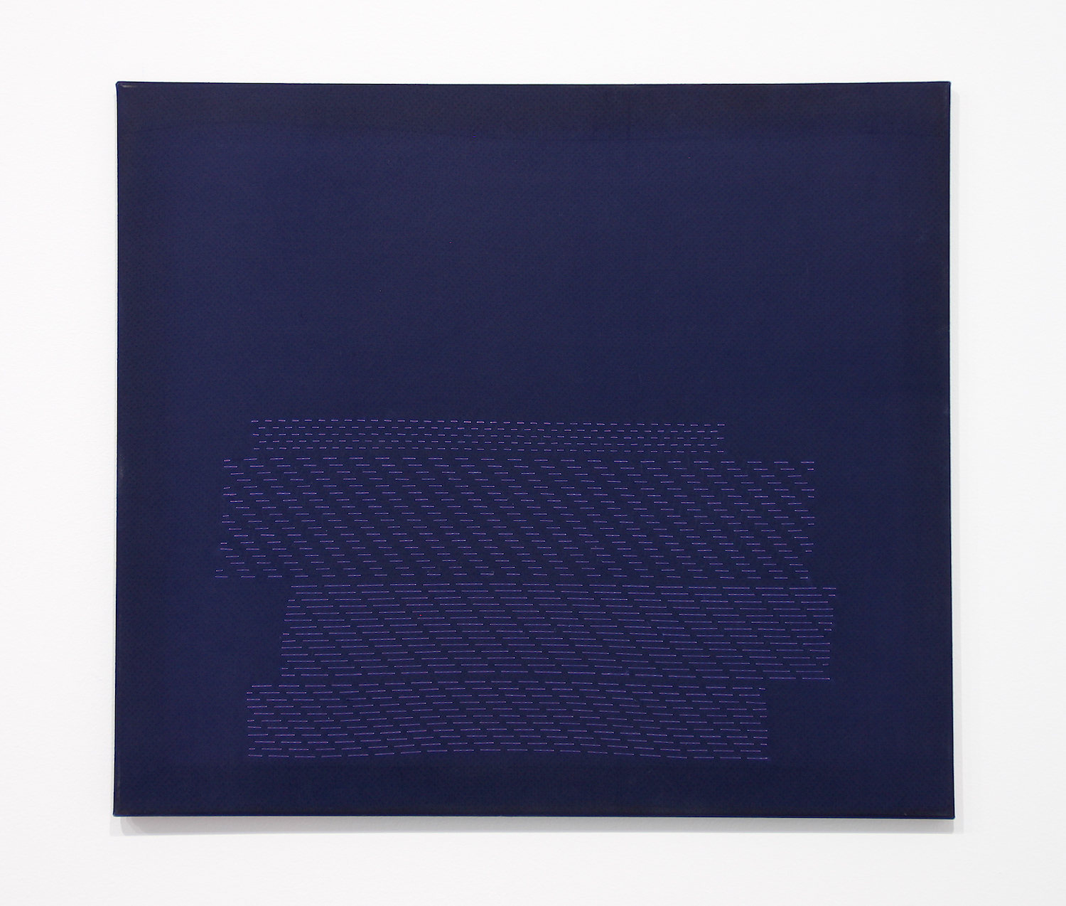 Michael Milano, stack of twills, 2018, Stitch-resist cyanotype, 22 x 25 in.